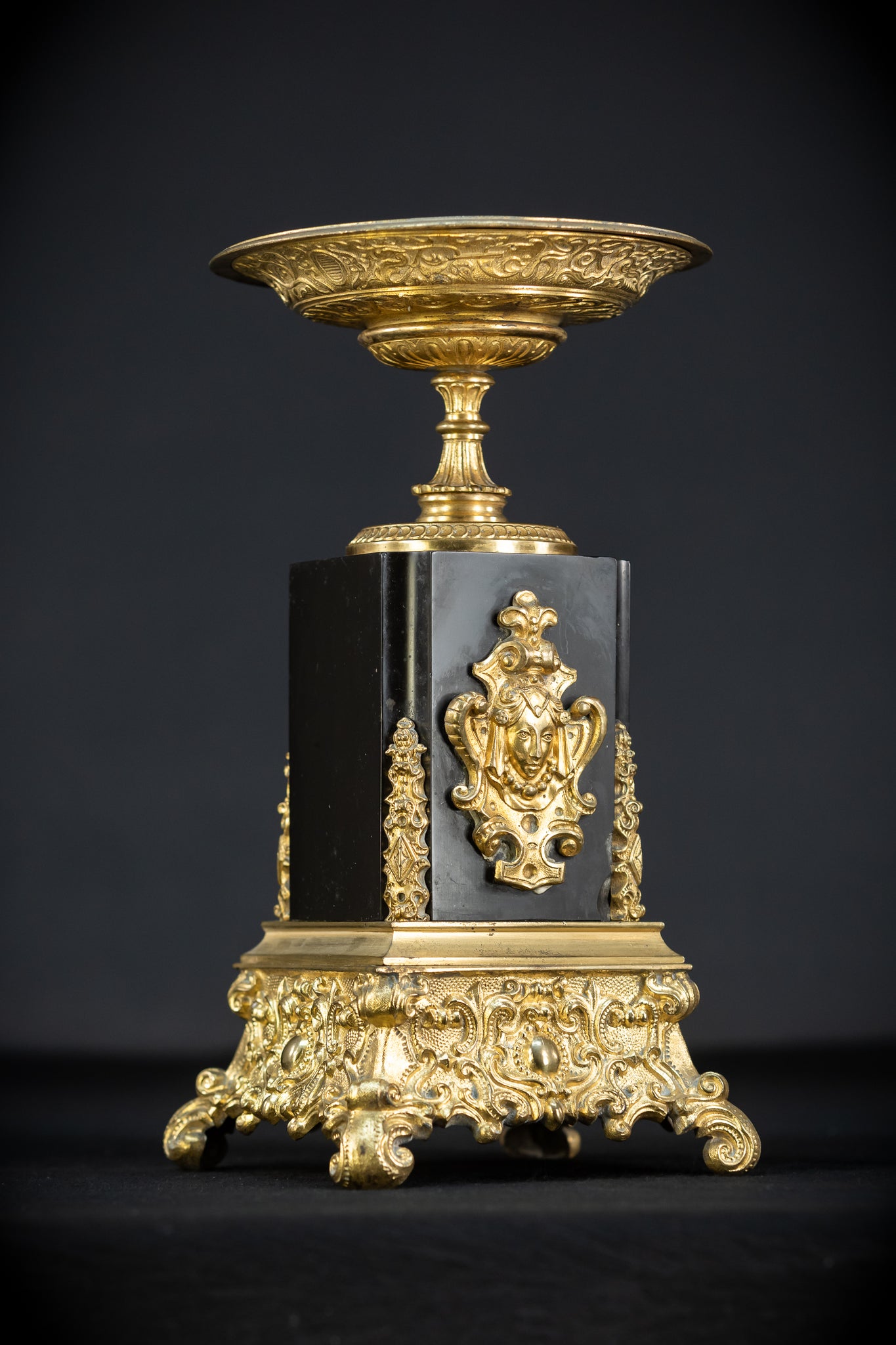 Pair of Urns Gilded Bronze & Marble | 1700s | 11.8”