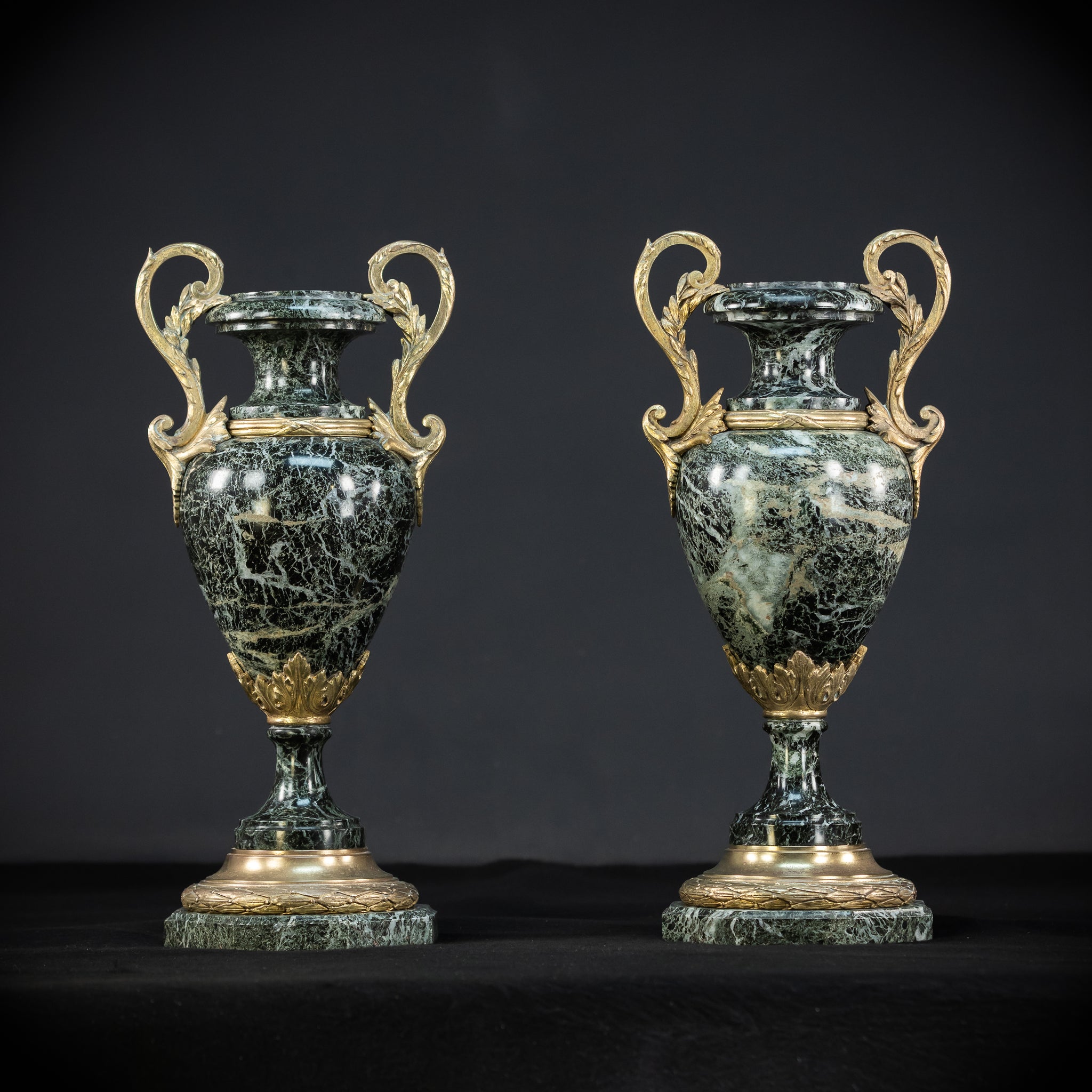 Pair of Urns | 2 French 1800s Marble  | 15.8"