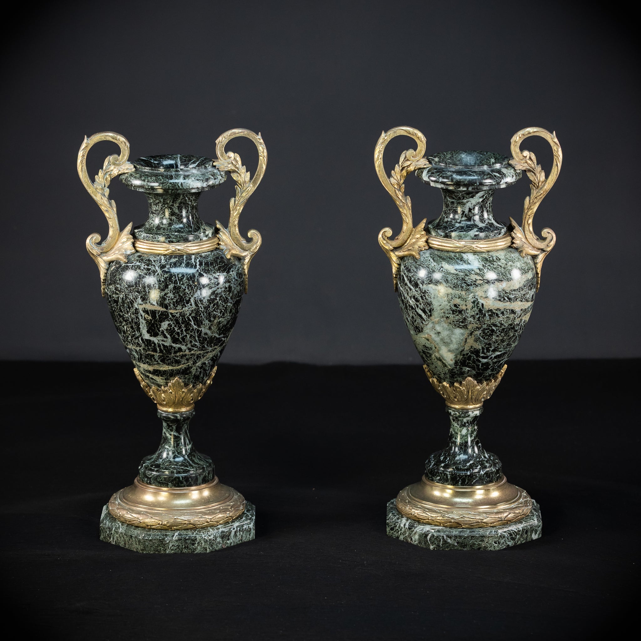 Pair of Urns | 2 French 1800s Marble  | 15.8"