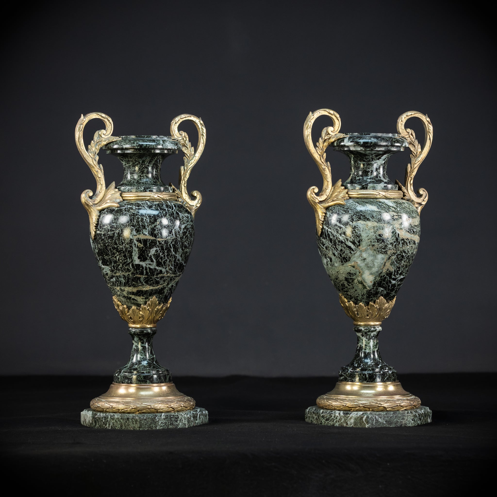 Pair of Urns | 2 French 1800s Marble  | 15.8"