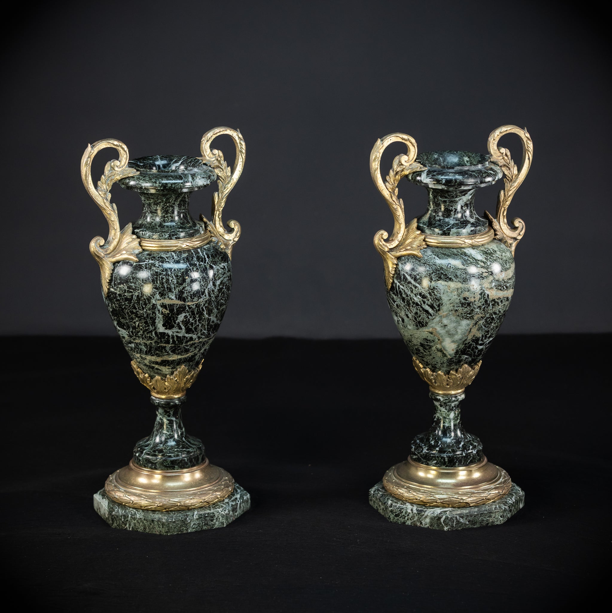 Pair of Urns | 2 French 1800s Marble  | 15.8"