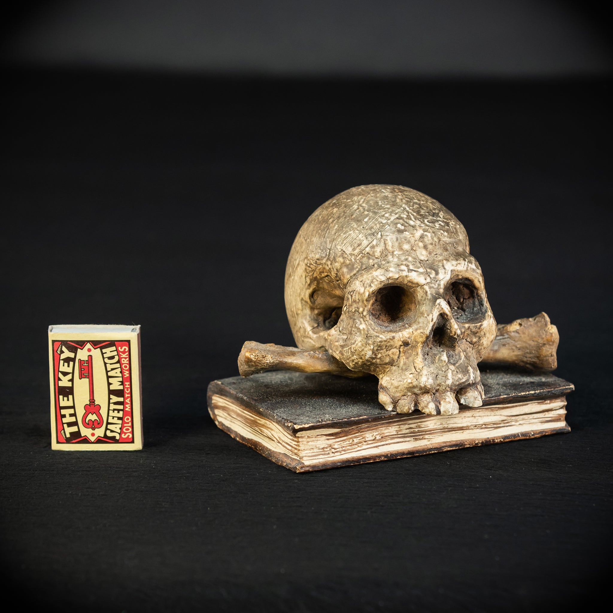 Memento Mori | Carved Wood Skull on Book 18th C | 5.5”
