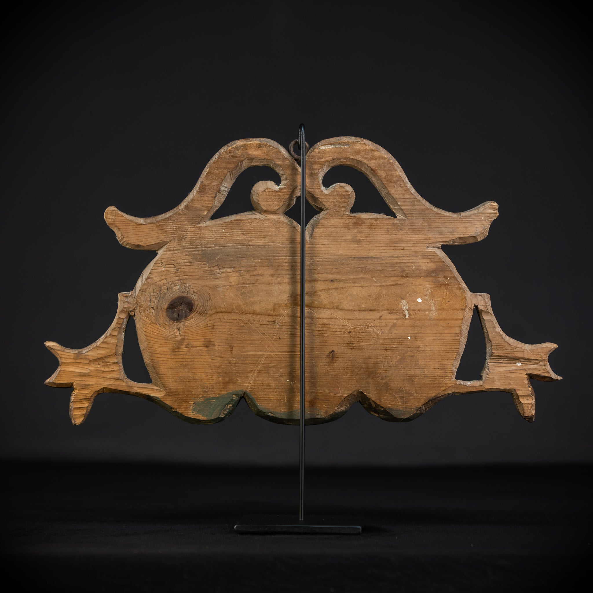 Memento Mori | French 1700s Wood Carved Painted Plaque 16.9" / 43 cm