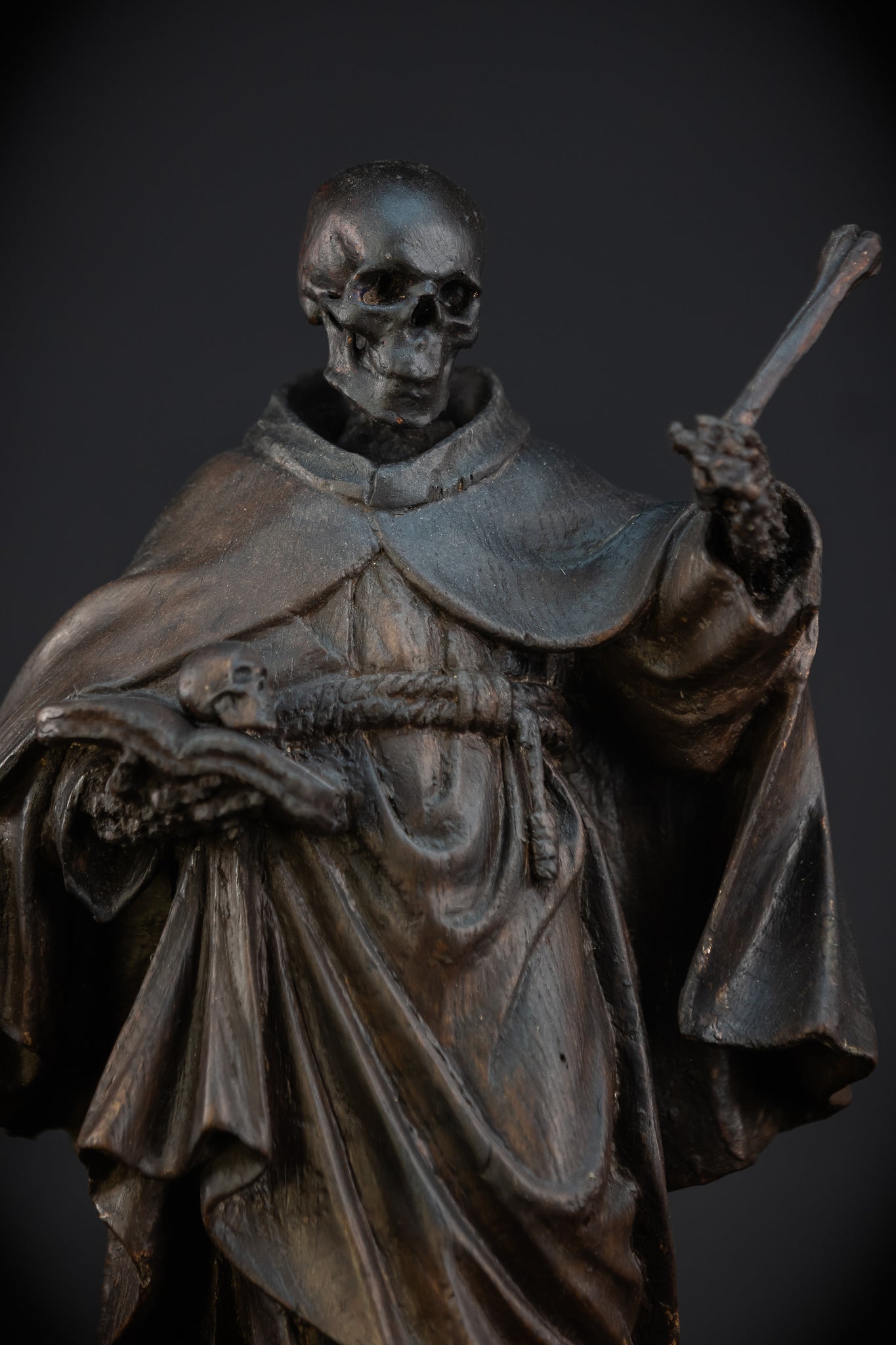 Memento Mori Wooden Sculpture | Franciscan Friar 1700s | 13.6”
