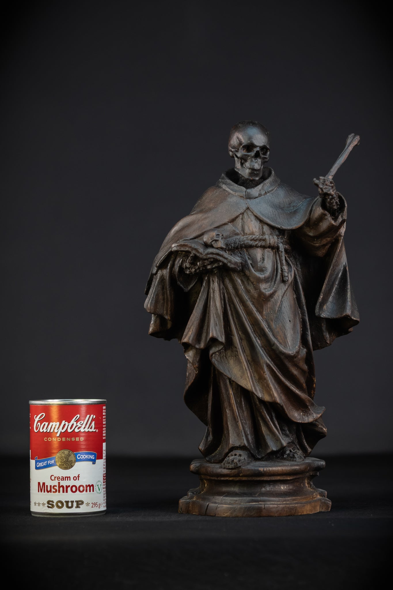 Memento Mori Wooden Sculpture | Franciscan Friar 1700s | 13.6”
