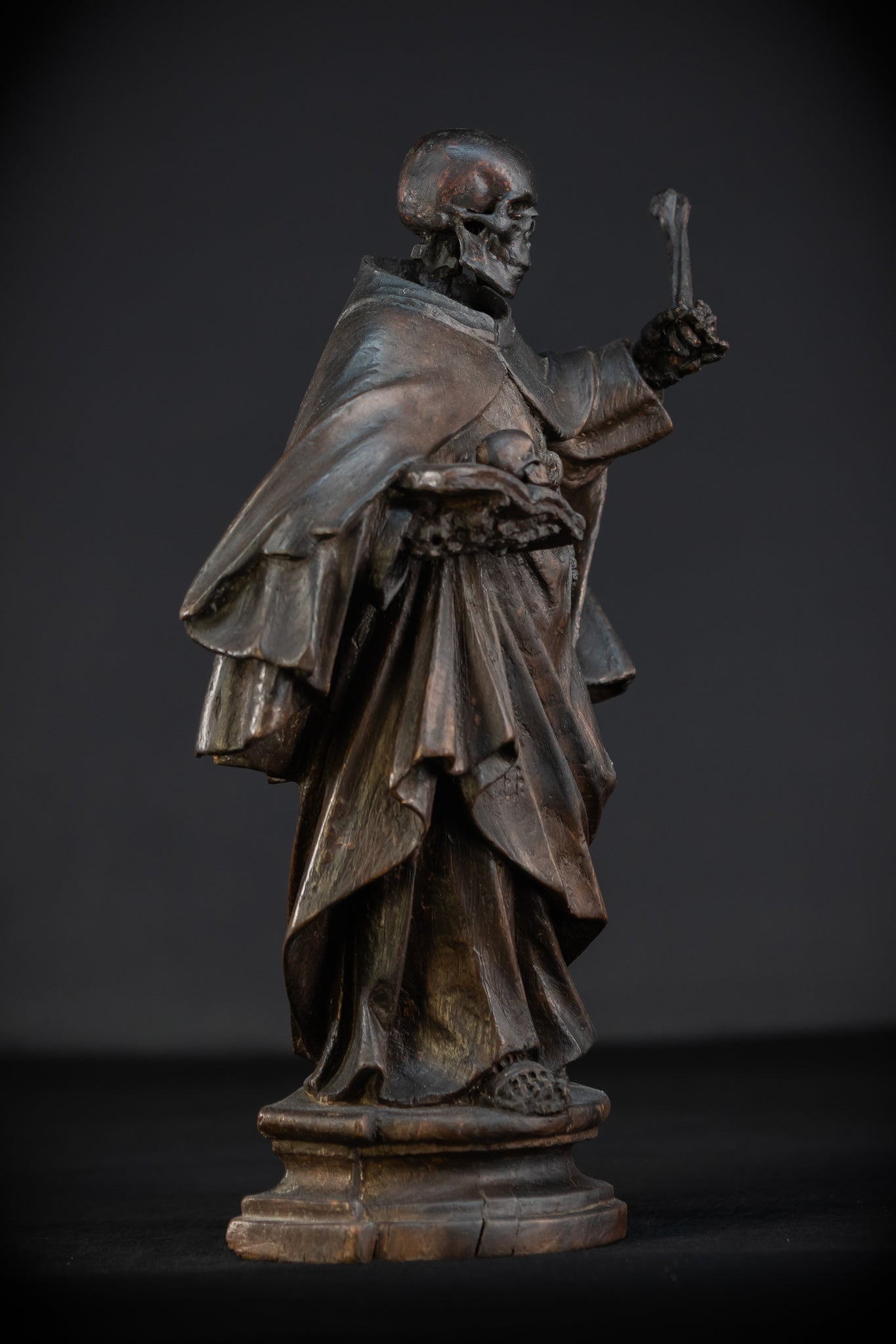 Memento Mori Wooden Sculpture | Franciscan Friar 1700s | 13.6”