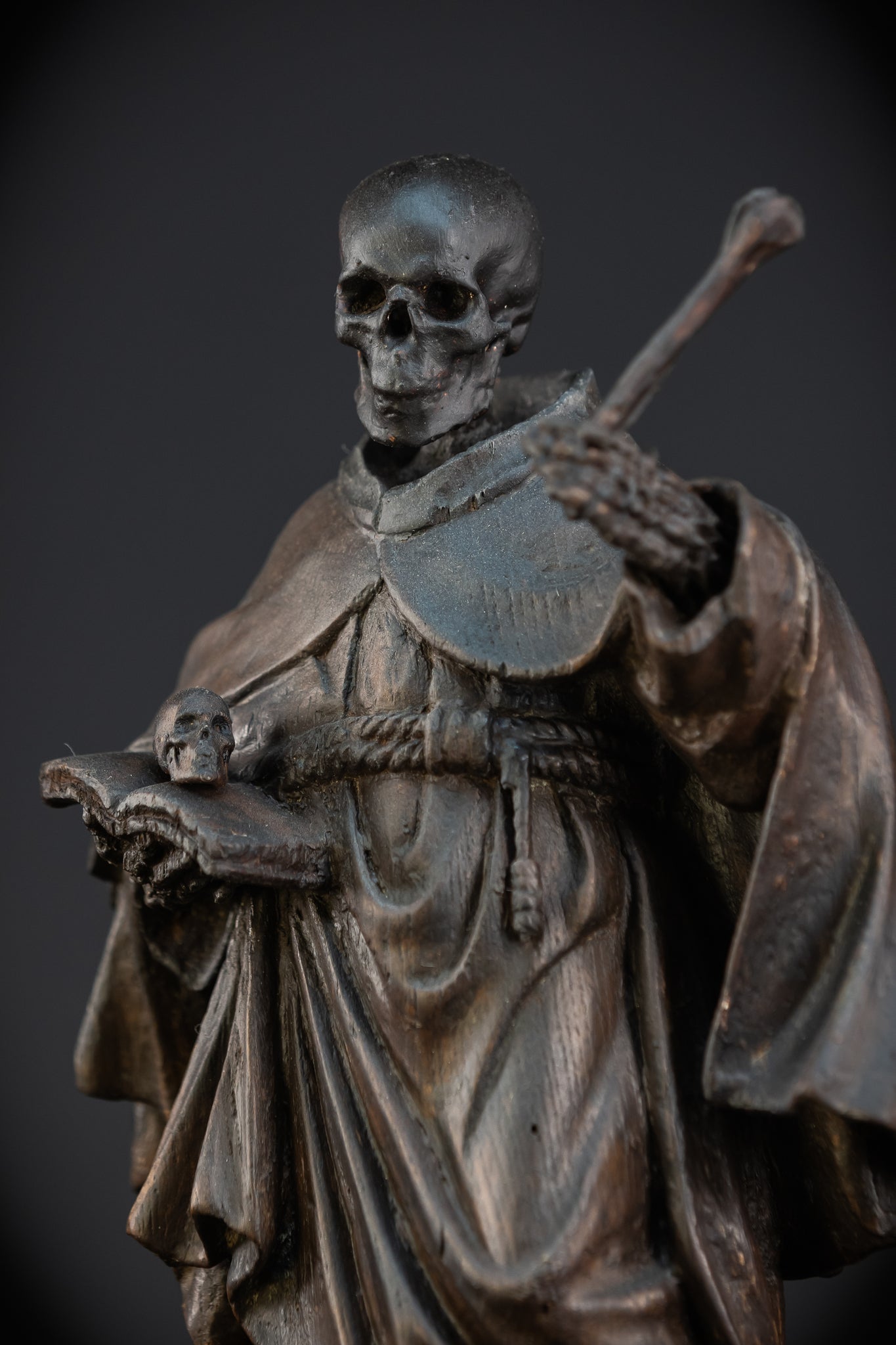 Memento Mori Wooden Sculpture | Franciscan Friar 1700s | 13.6”