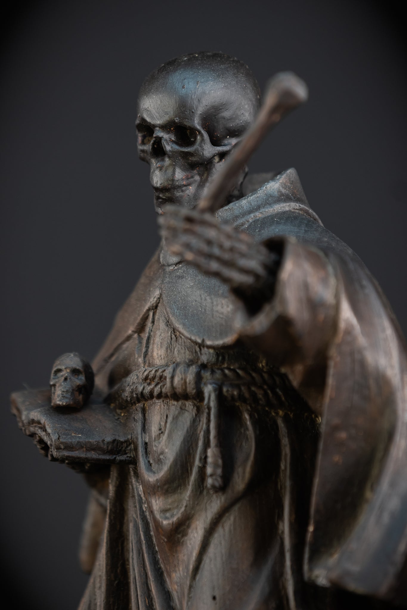 Memento Mori Wooden Sculpture | Franciscan Friar 1700s | 13.6”