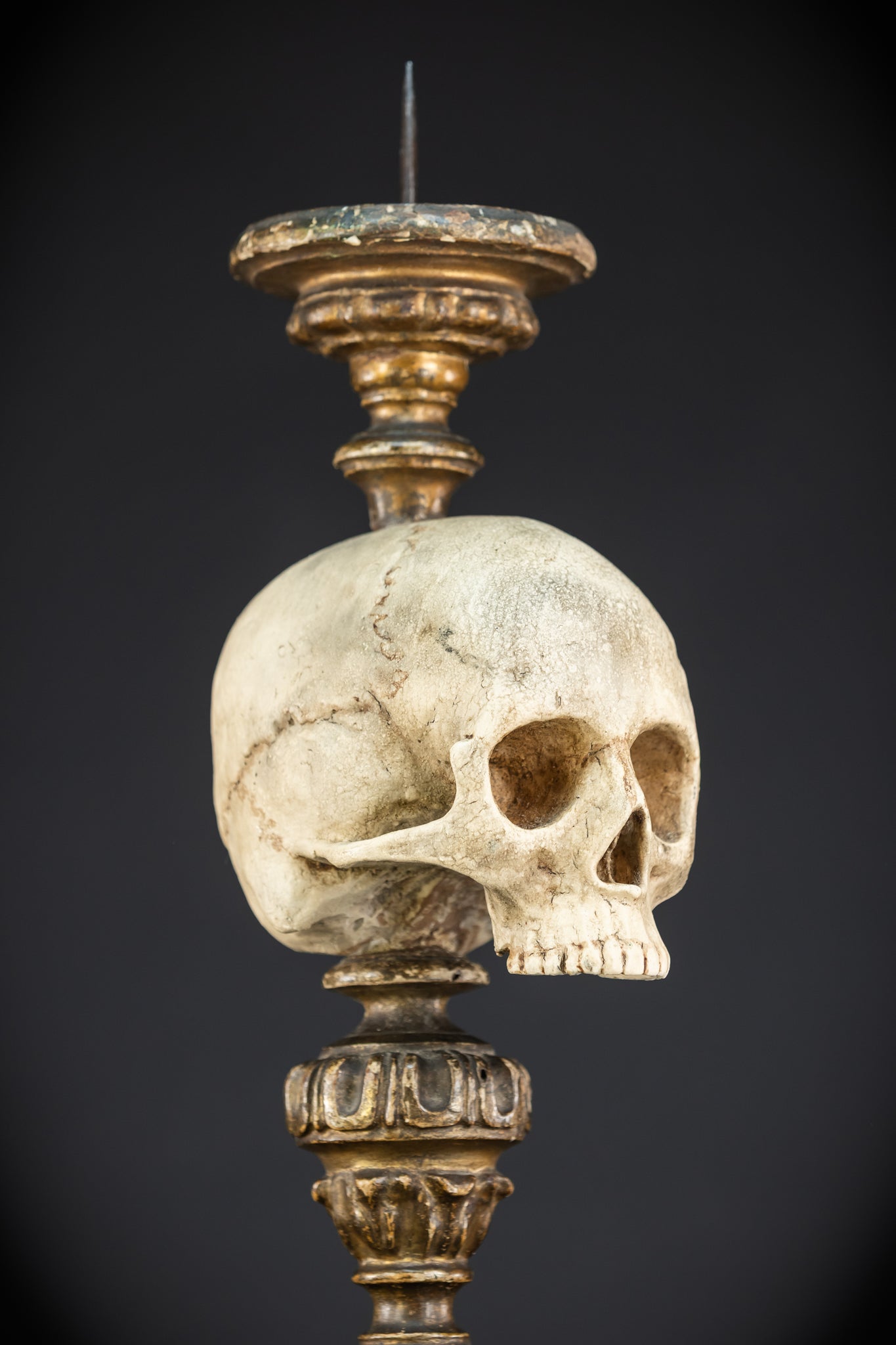 Memento Mori Baroque Candlestick | 18th Century | 24.4”/ 62 cm