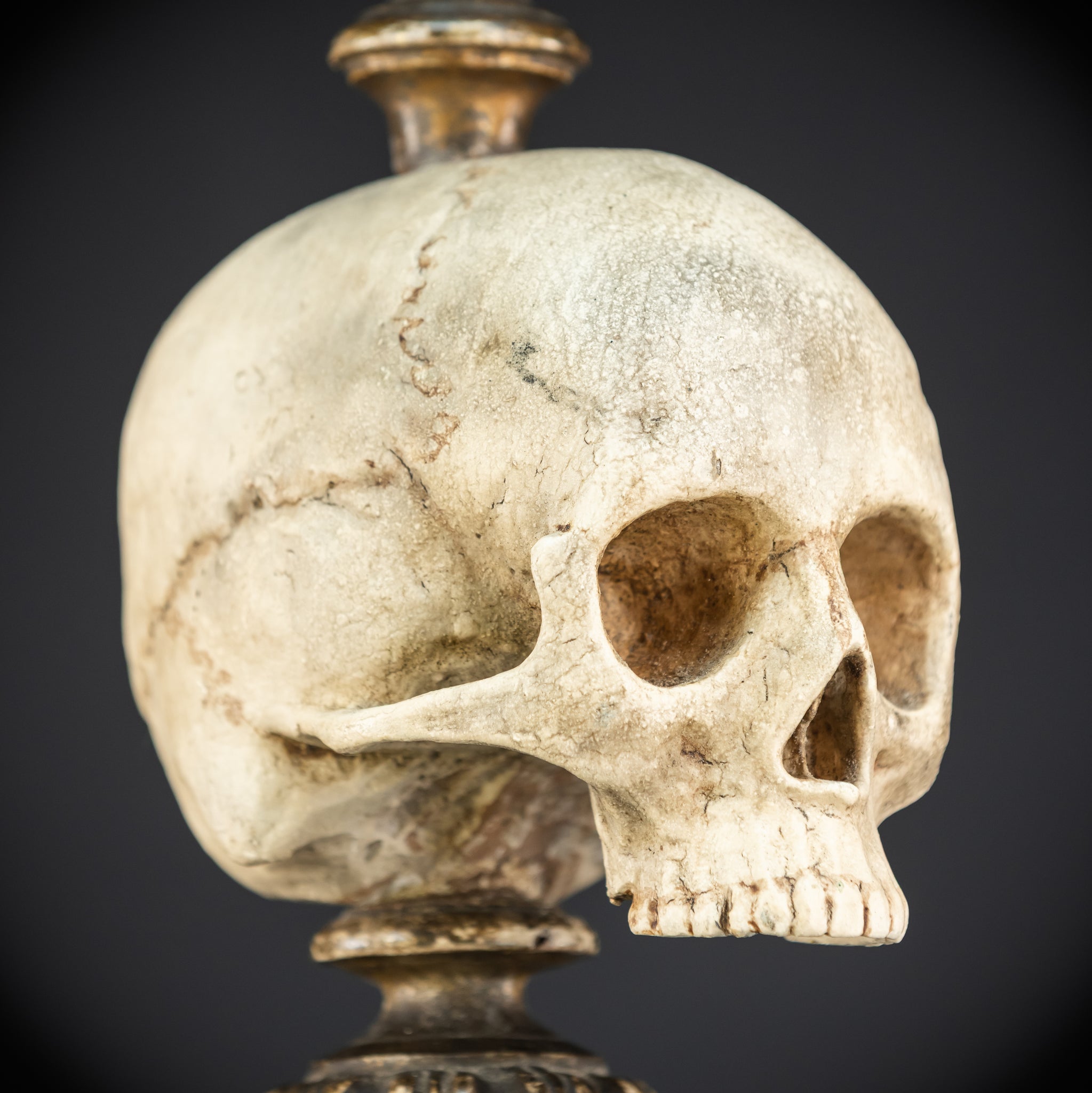 Memento Mori Baroque Candlestick | 18th Century | 24.4”/ 62 cm