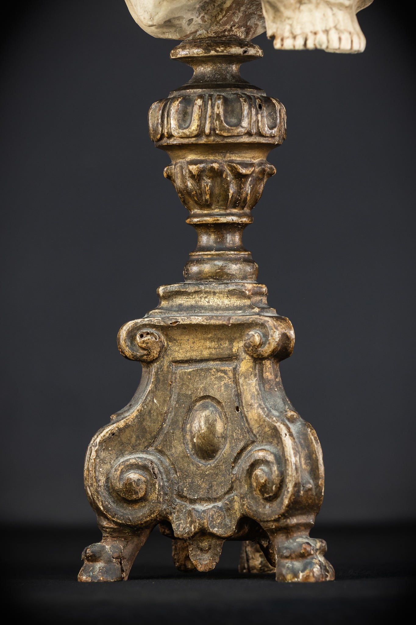 Memento Mori Baroque Candlestick | 18th Century | 24.4”/ 62 cm