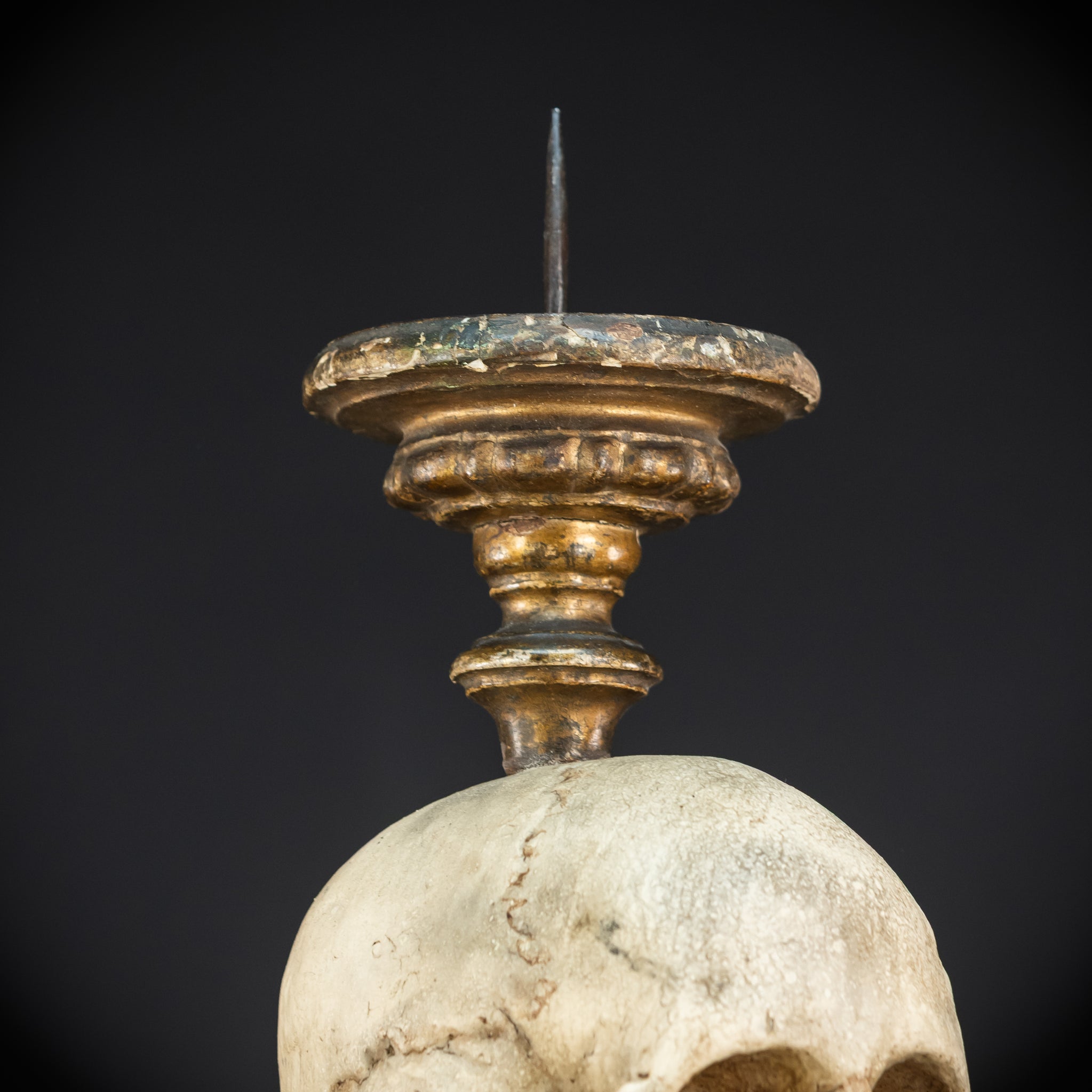 Memento Mori Baroque Candlestick | 18th Century | 24.4”/ 62 cm