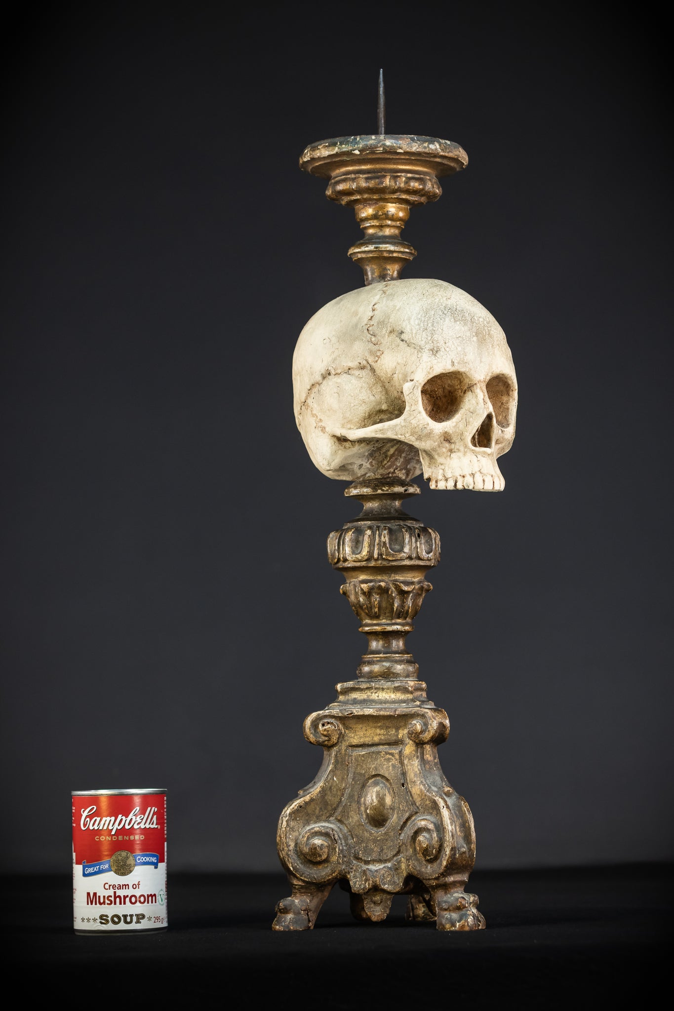 Memento Mori Baroque Candlestick | 18th Century | 24.4”/ 62 cm