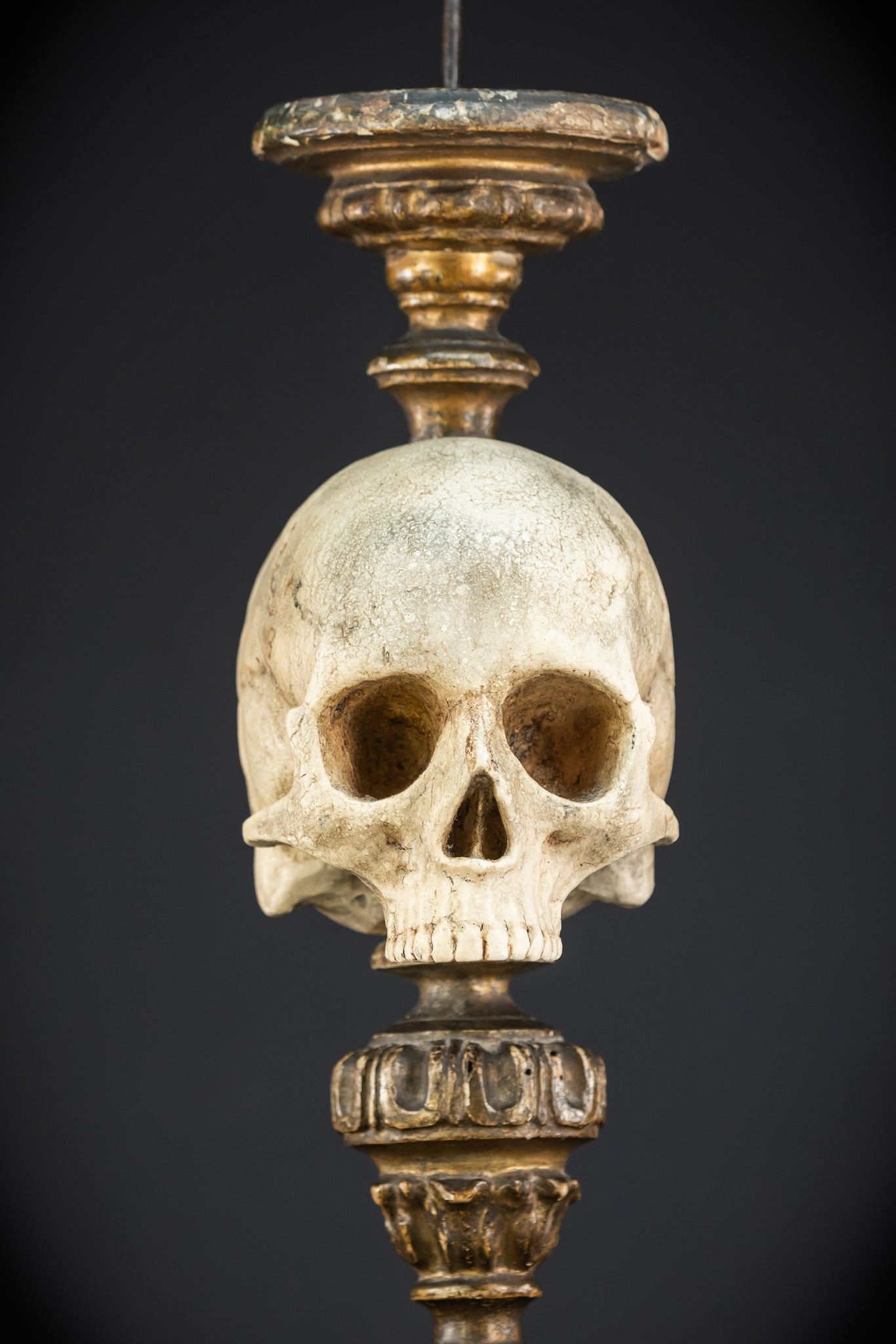 Memento Mori Baroque Candlestick | 18th Century | 24.4”/ 62 cm