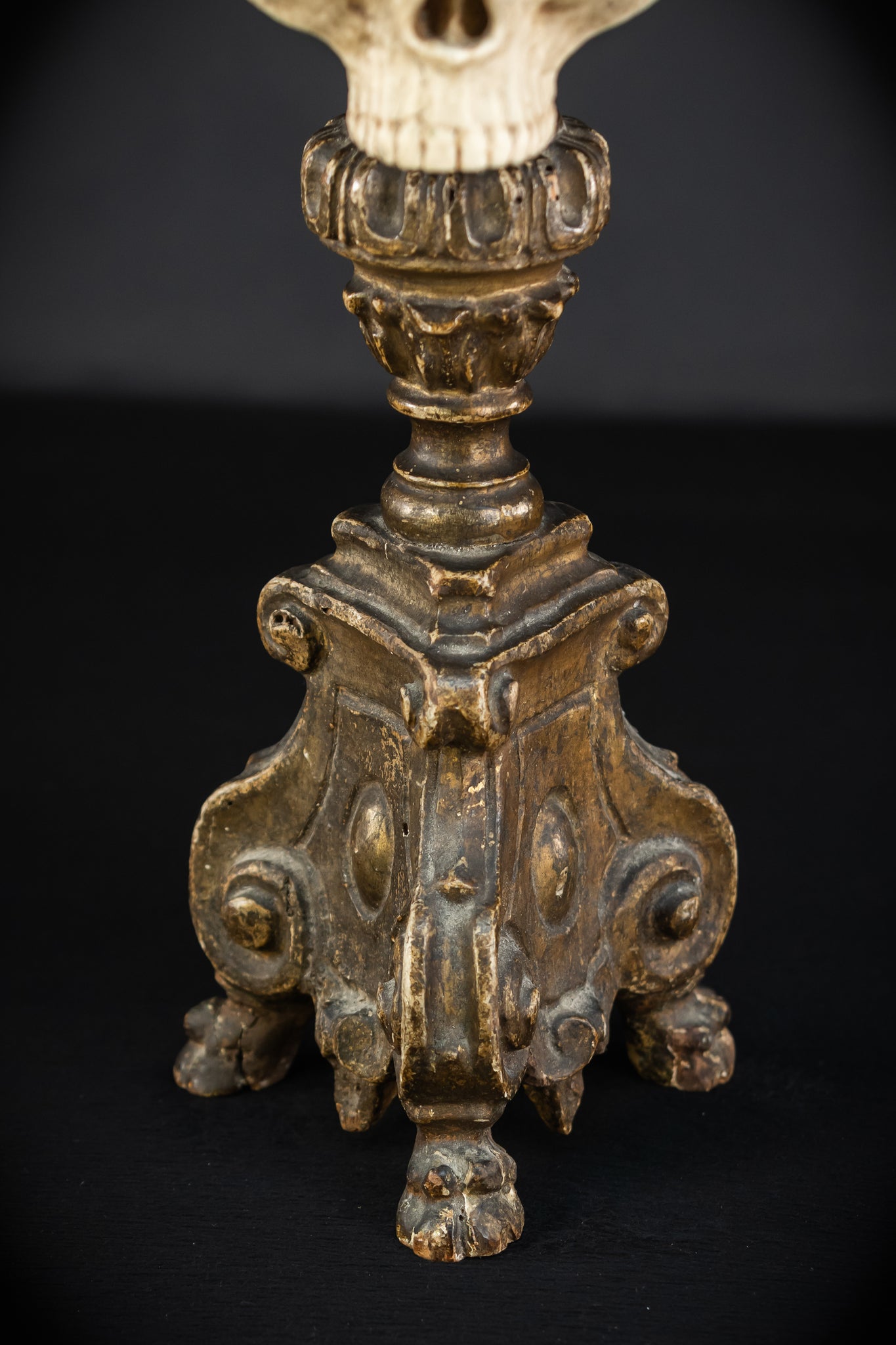 Memento Mori Baroque Candlestick | 18th Century | 24.4”/ 62 cm