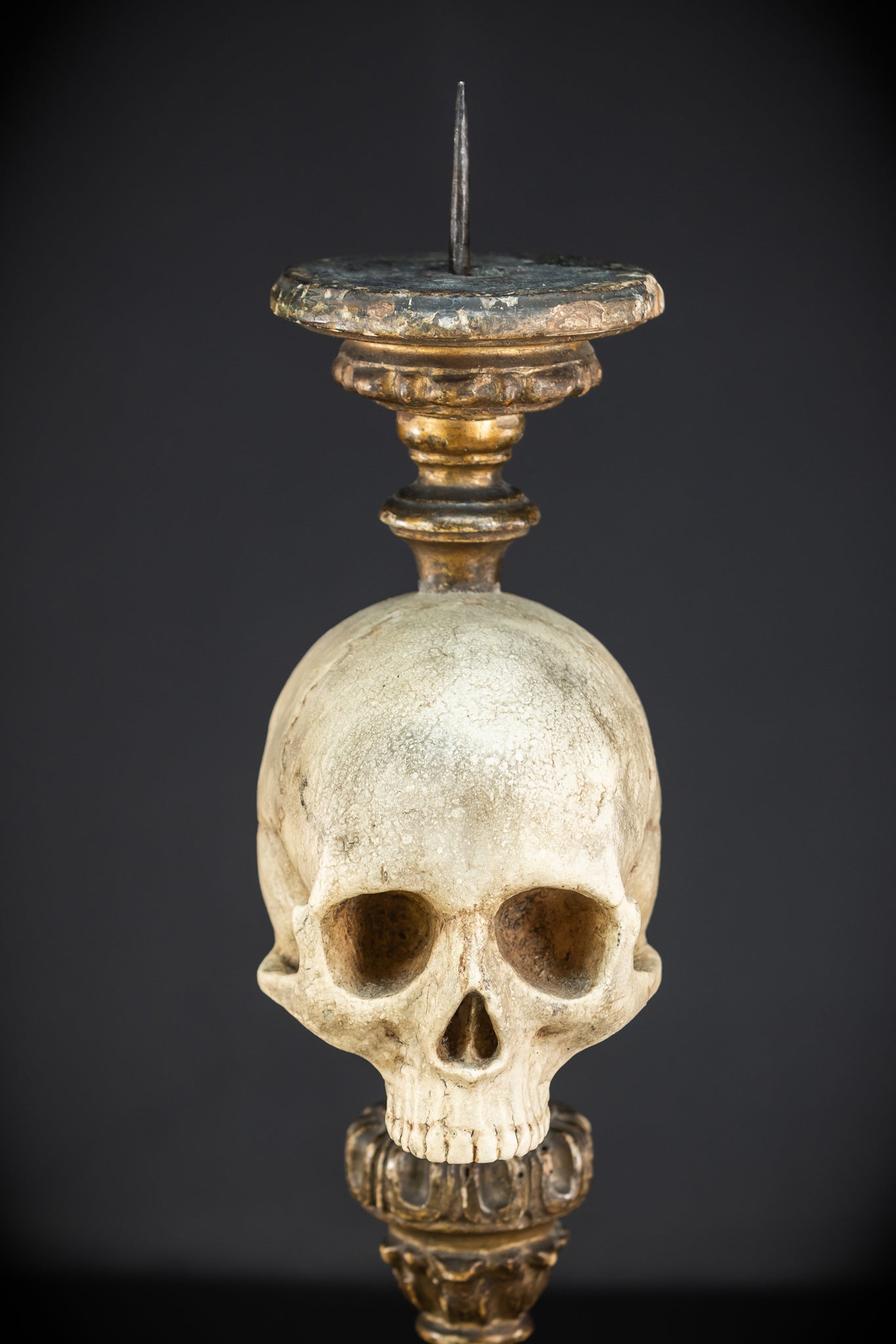 Memento Mori Baroque Candlestick | 18th Century | 24.4”/ 62 cm