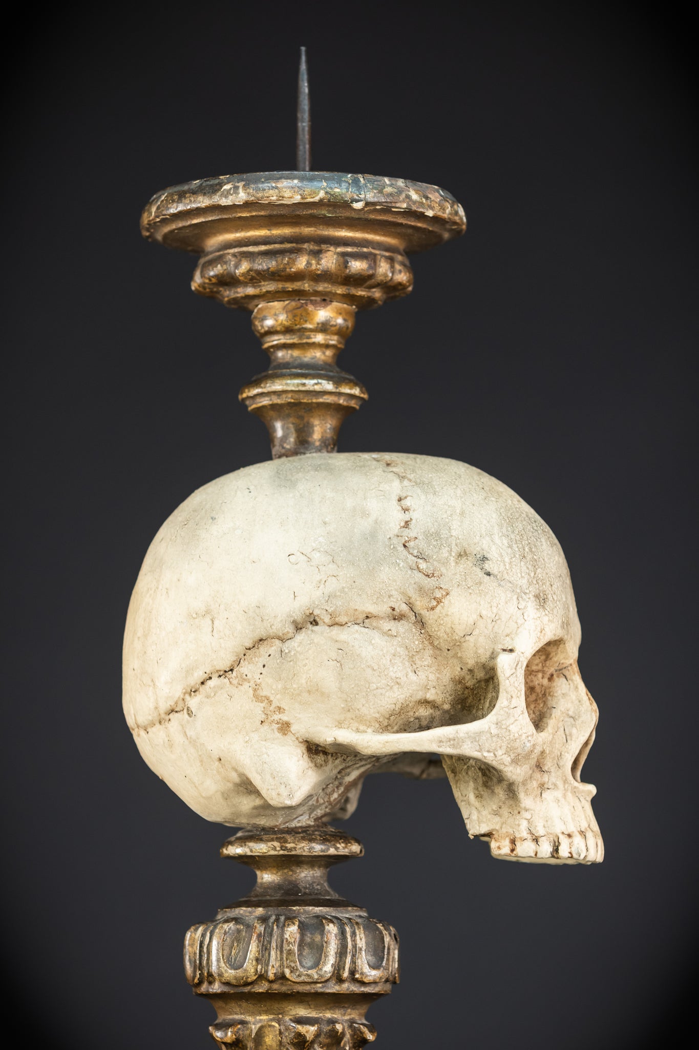 Memento Mori Baroque Candlestick | 18th Century | 24.4”/ 62 cm