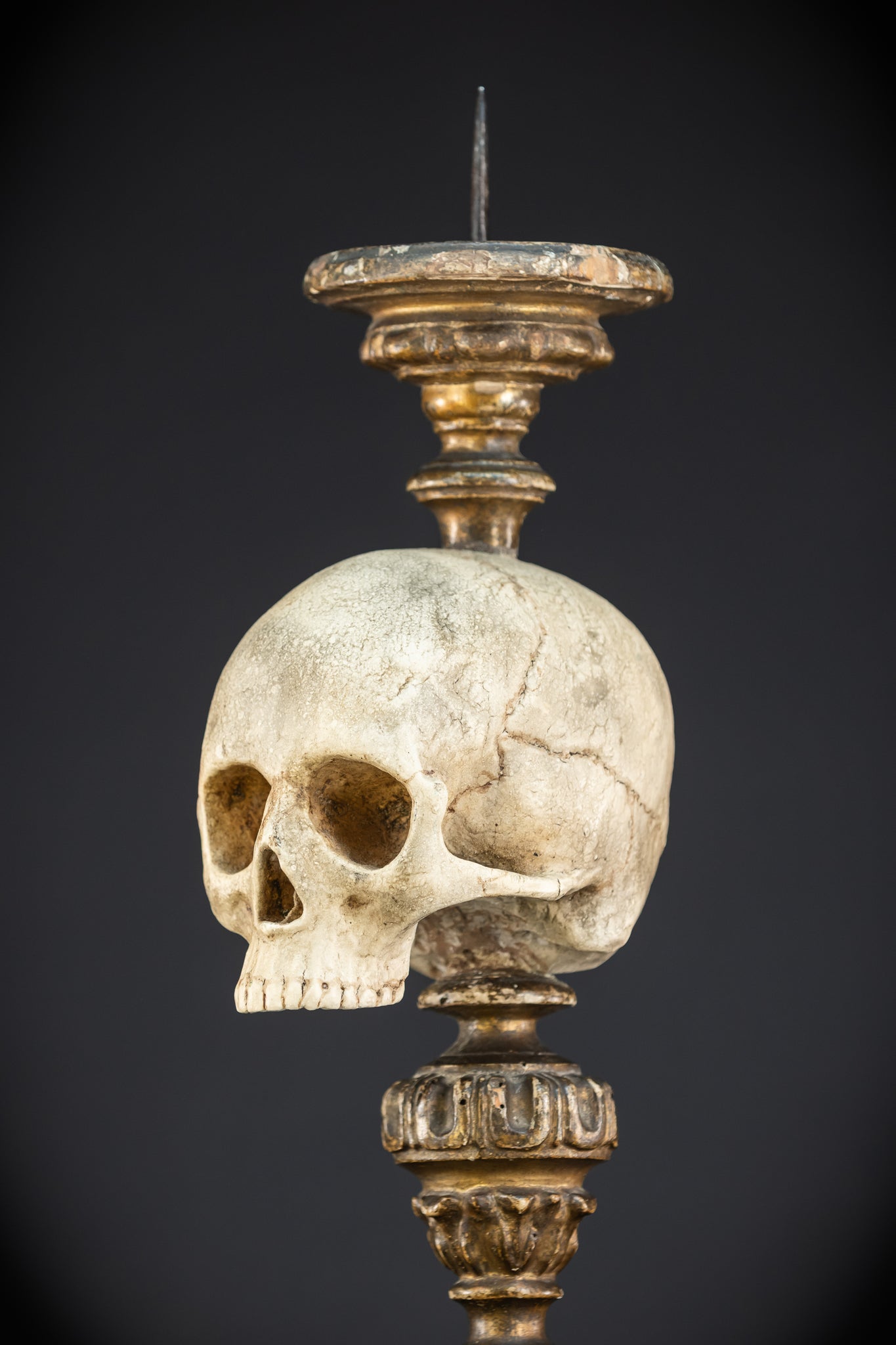 Memento Mori Baroque Candlestick | 18th Century | 24.4”/ 62 cm