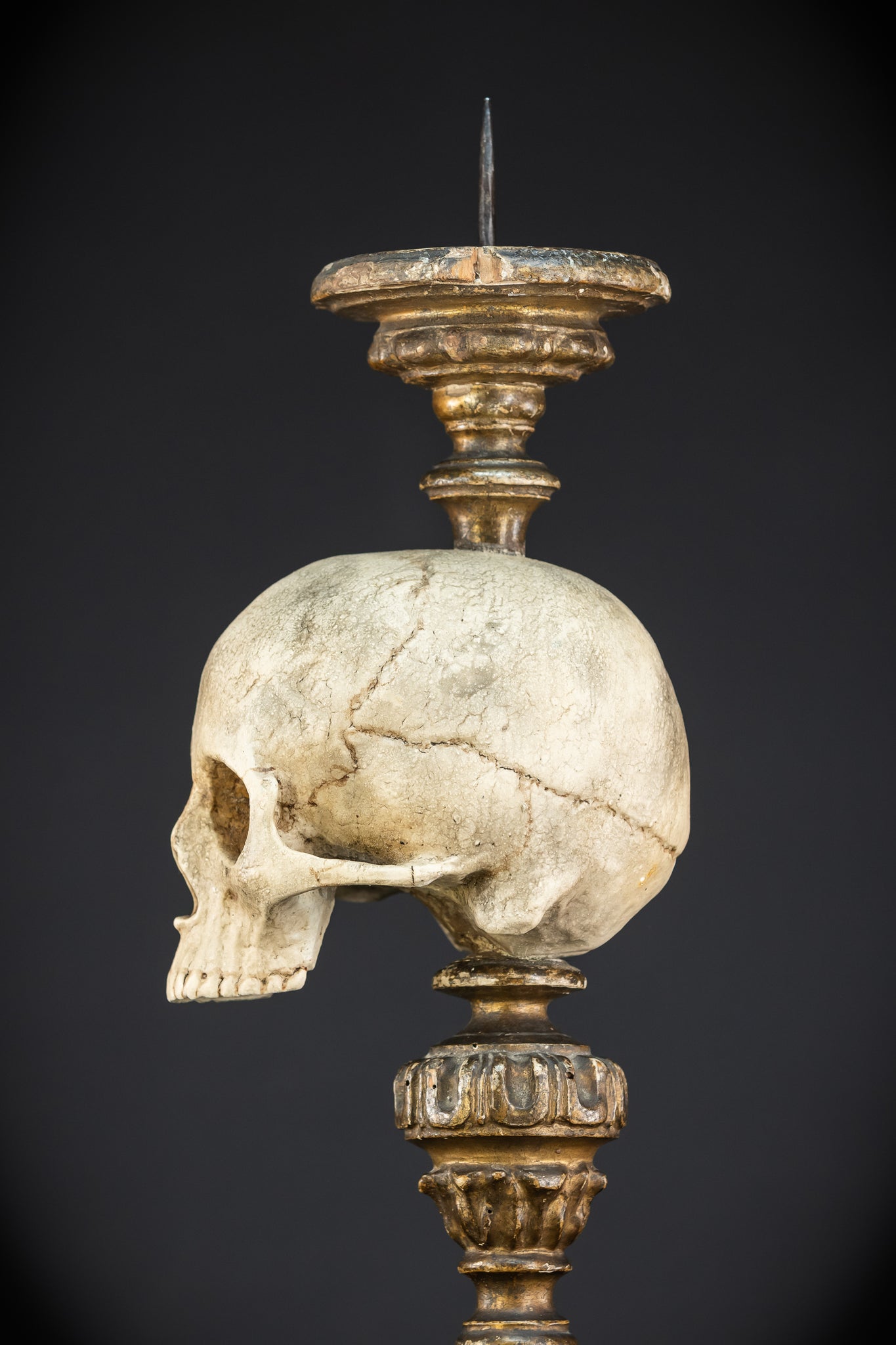 Memento Mori Baroque Candlestick | 18th Century | 24.4”/ 62 cm
