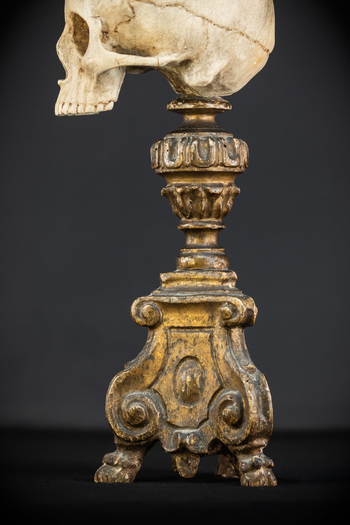 Memento Mori Baroque Candlestick | 18th Century | 24.4”/ 62 cm