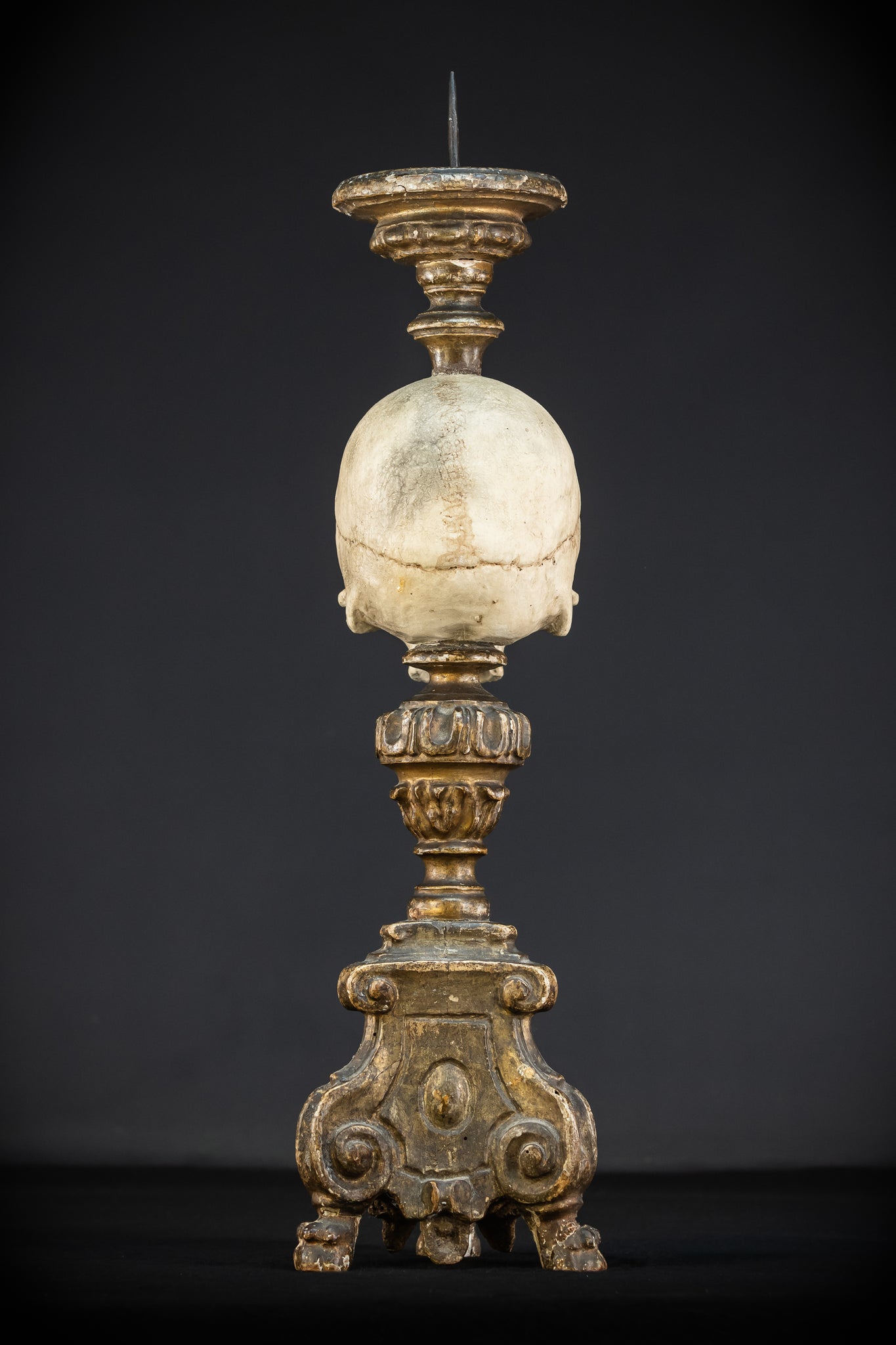 Memento Mori Baroque Candlestick | 18th Century | 24.4”/ 62 cm