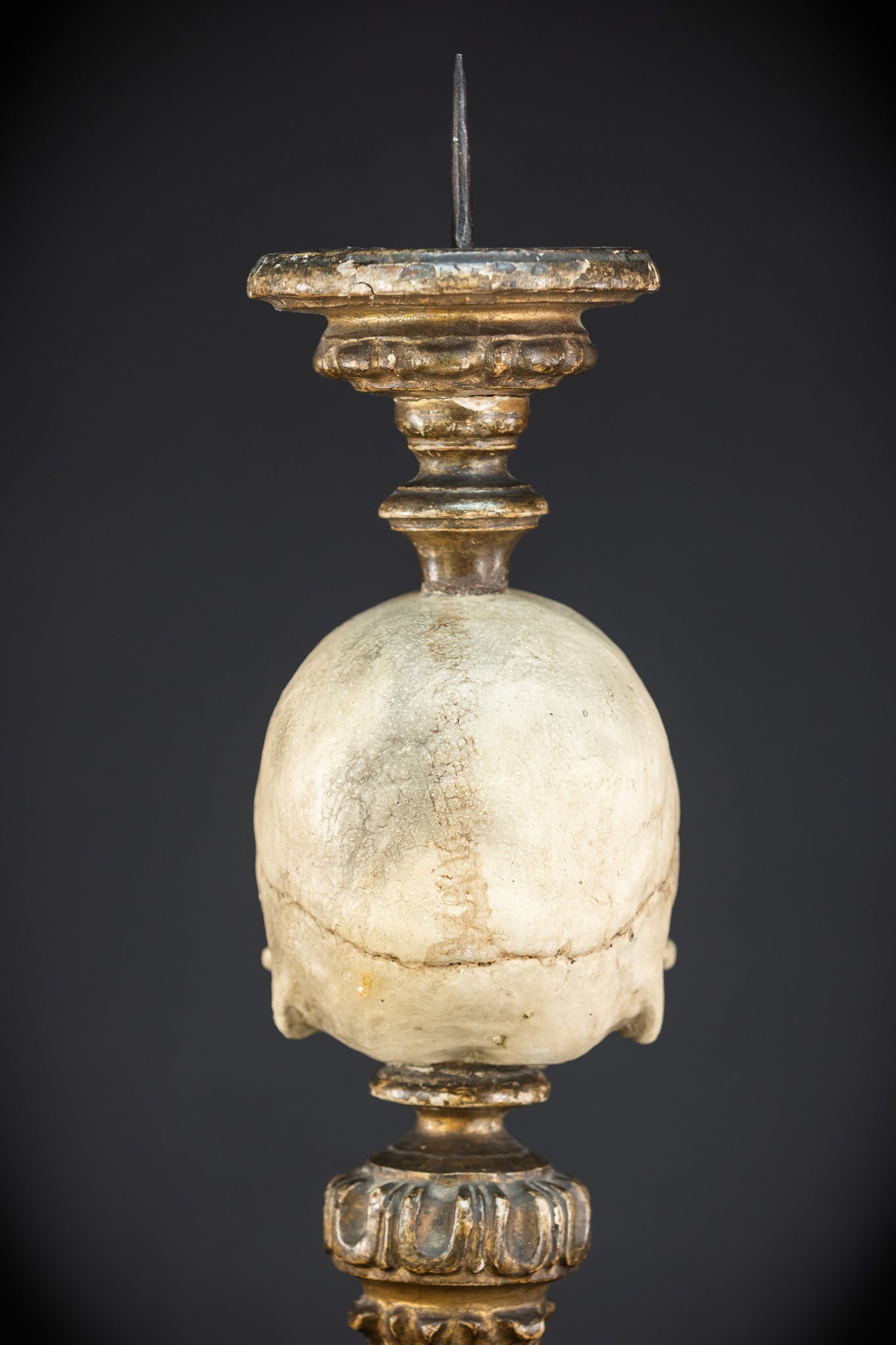 Memento Mori Baroque Candlestick | 18th Century | 24.4”/ 62 cm