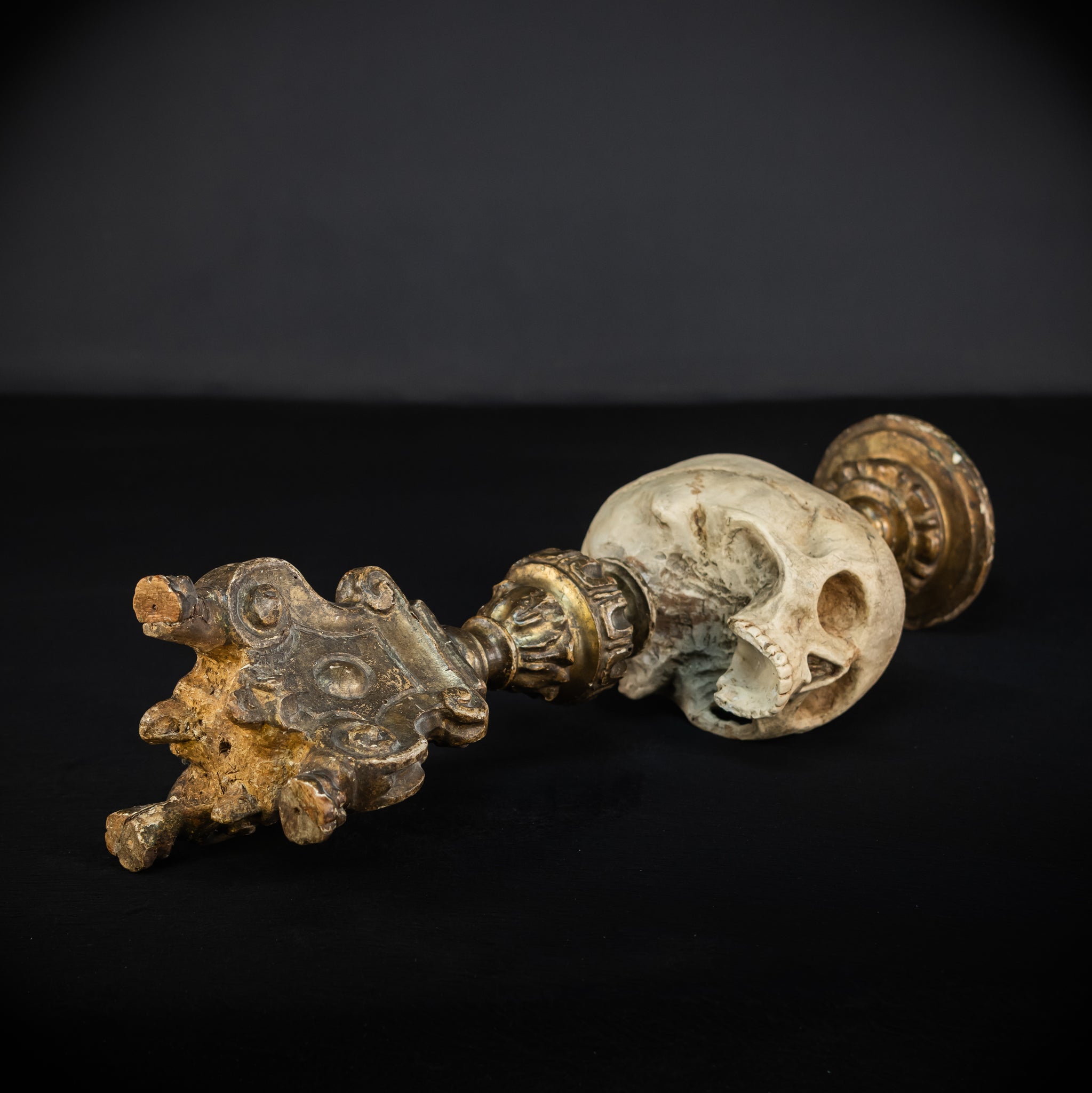 Memento Mori Baroque Candlestick | 18th Century | 24.4”/ 62 cm