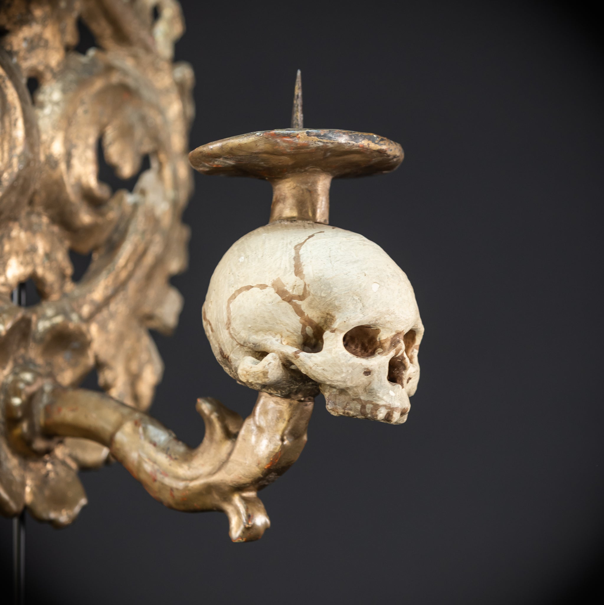 Pair Memento Mori Wall Candleholders 18th C | 15.2”
