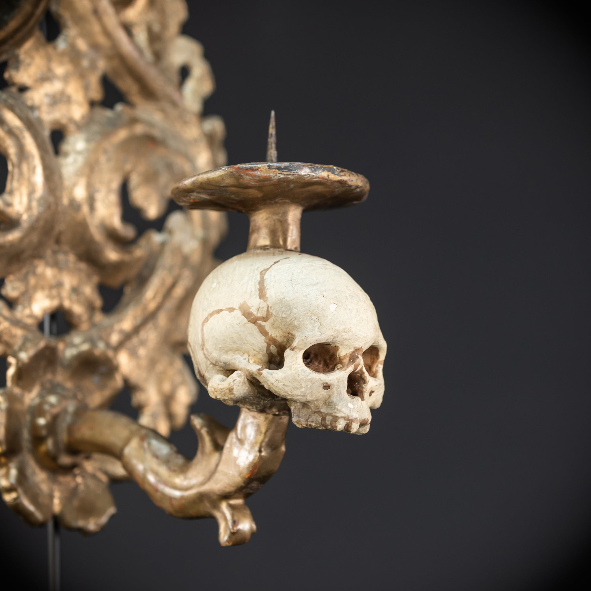Pair Memento Mori Wall Candleholders 18th C | 15.2”