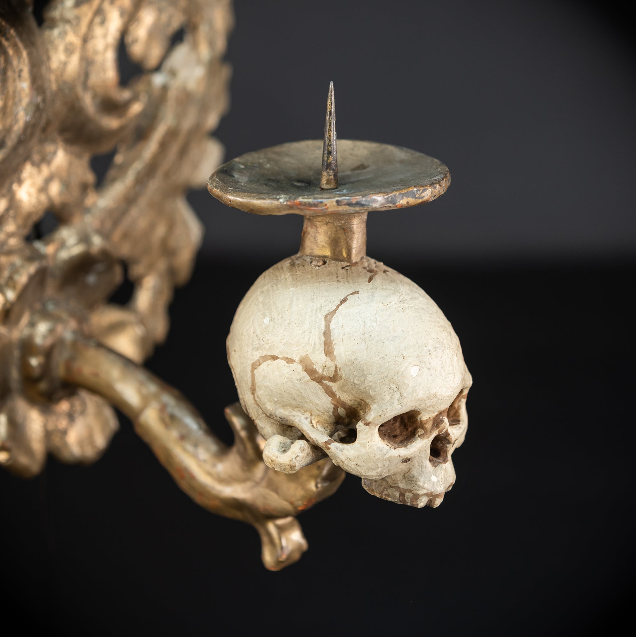 Pair Memento Mori Wall Candleholders 18th C | 15.2”
