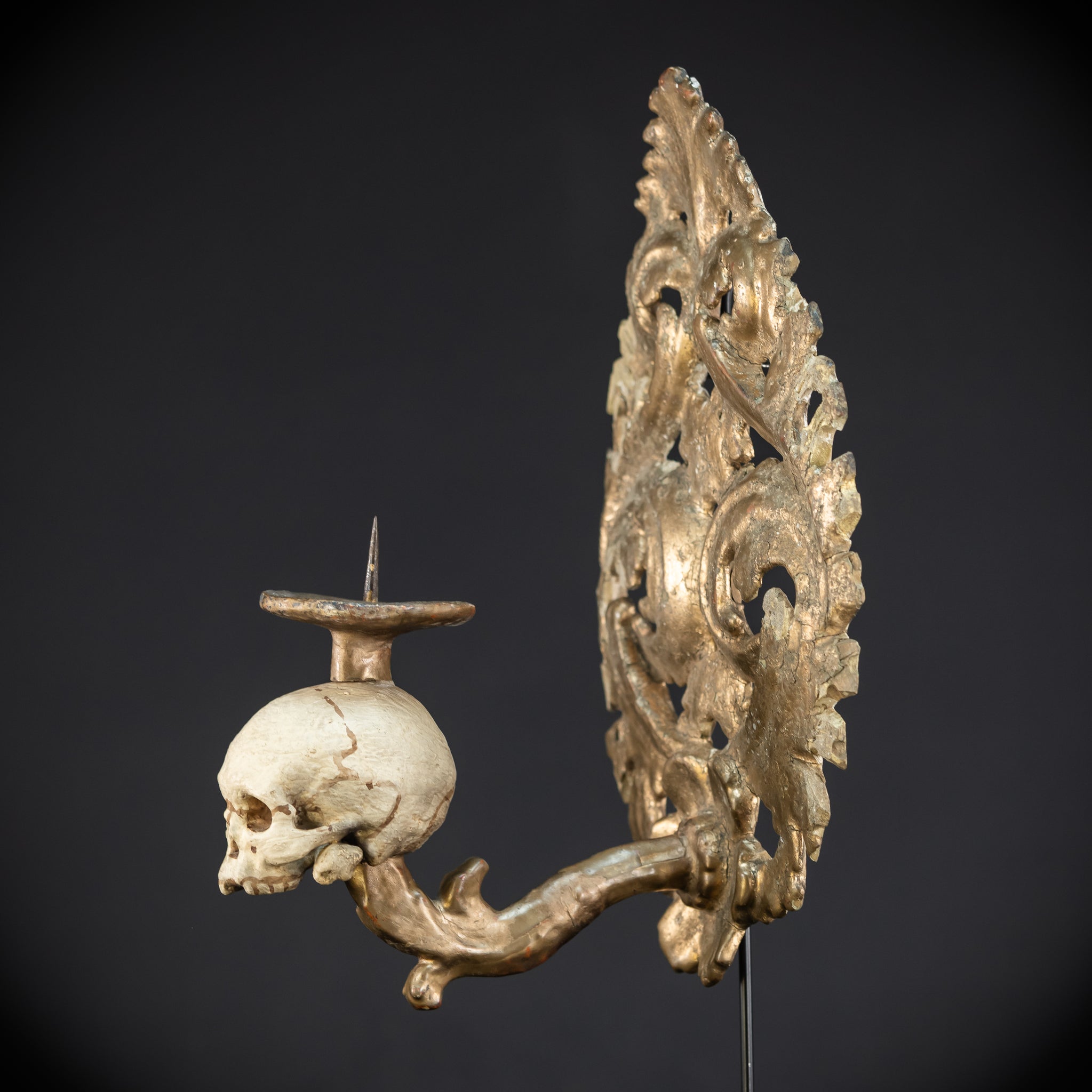 Pair Memento Mori Wall Candleholders 18th C | 15.2”