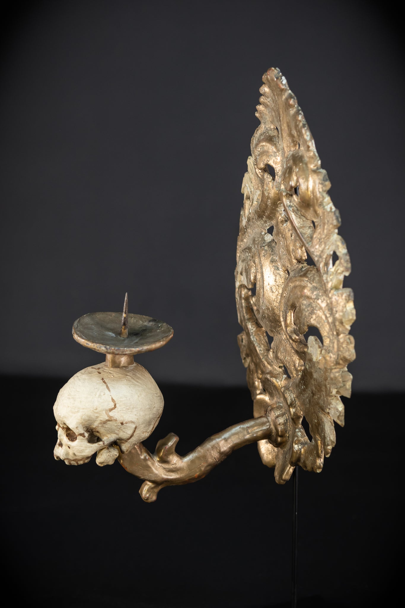 Pair Memento Mori Wall Candleholders 18th C | 15.2”