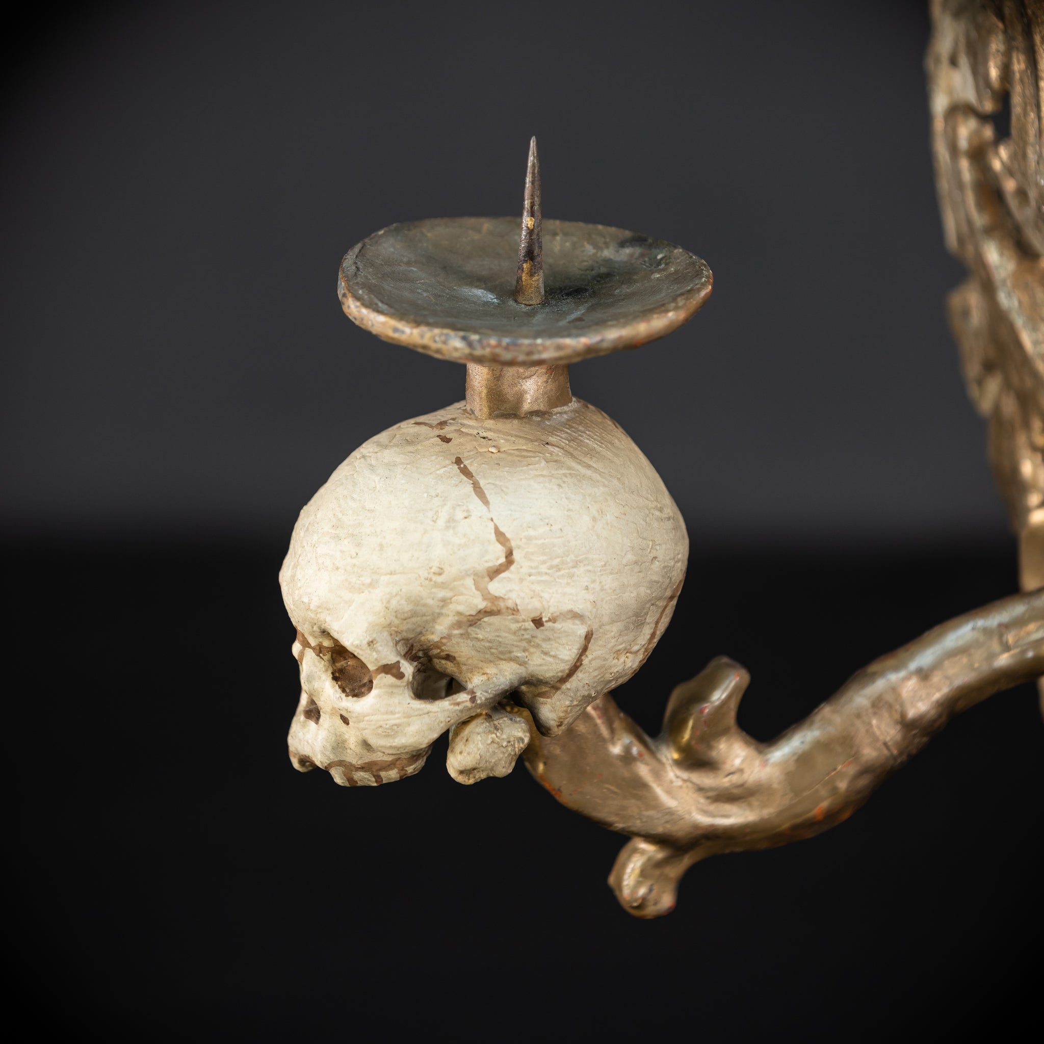 Pair Memento Mori Wall Candleholders 18th C | 15.2”