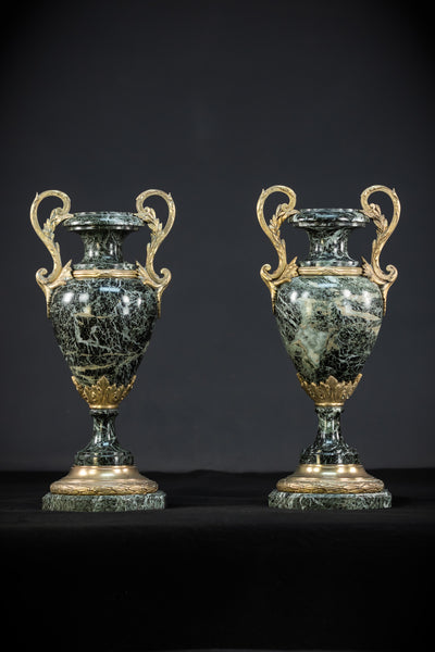 Pair of Urns | 2 French 1800s Marble  | 15.8"