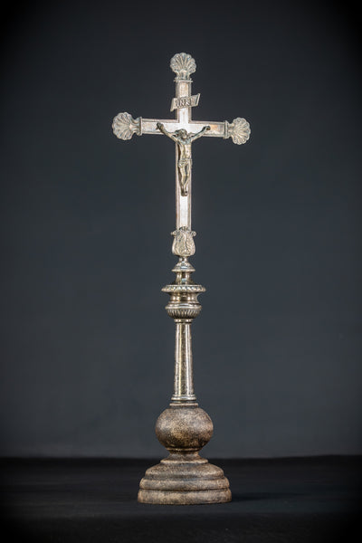 Processional Silver Plated Bronze Crucifix | 1700s | 20.1"