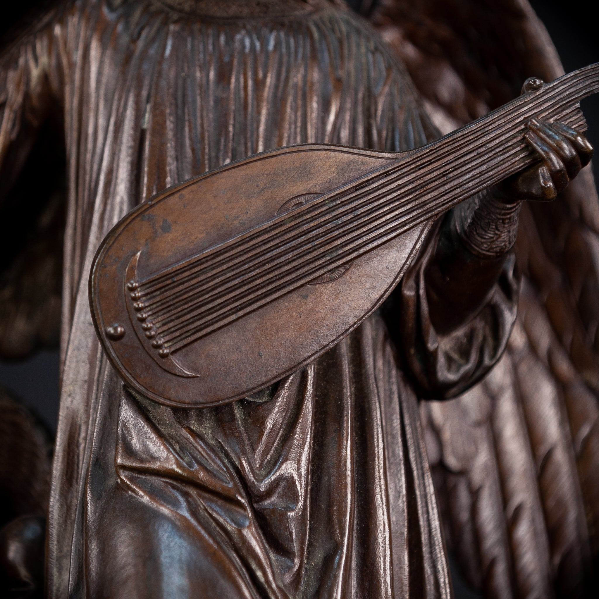 Archangel Guardian Bronze Sculpture | 1800s Antique | 15.4" / 39 cm
