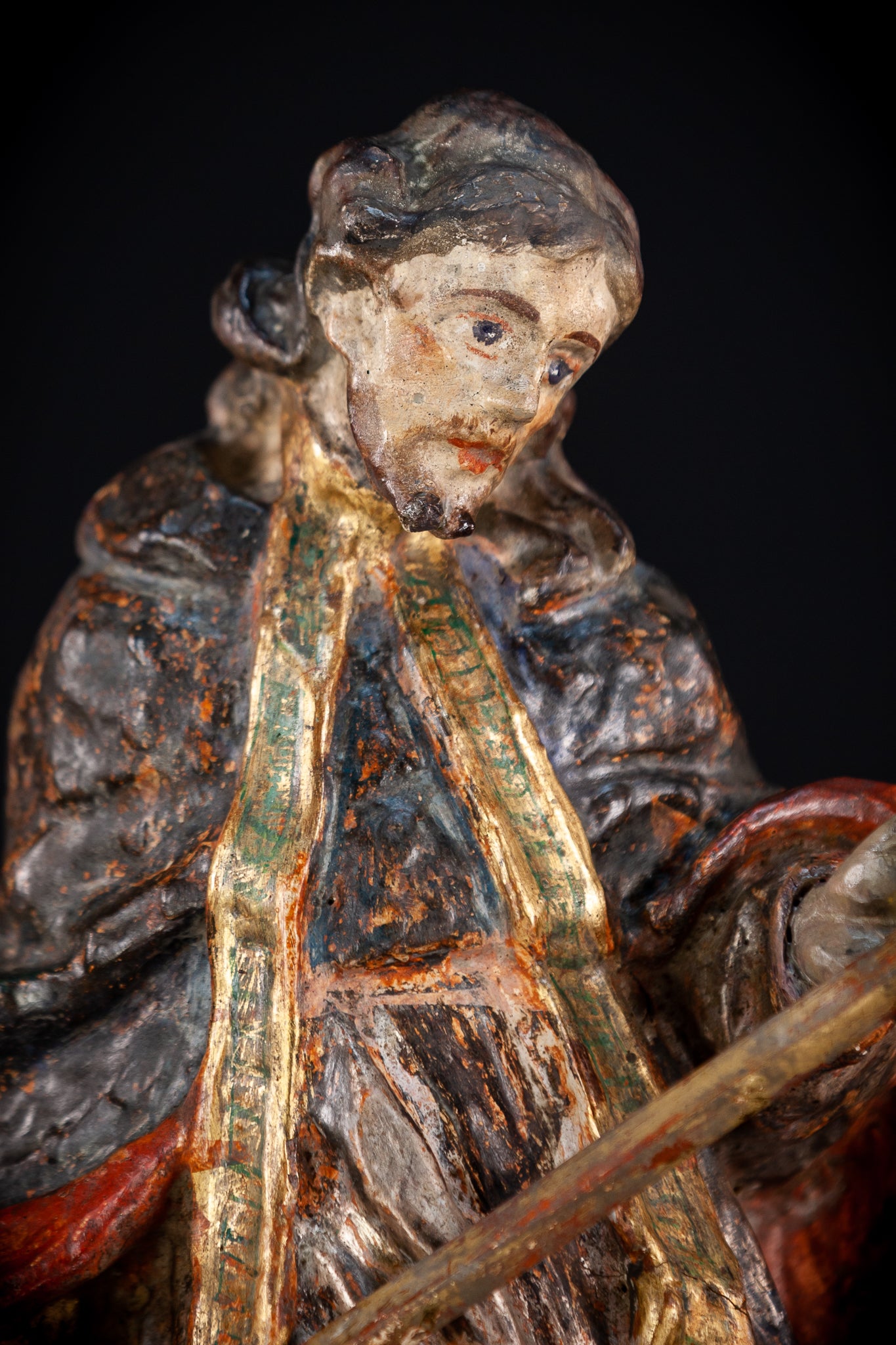 St Francis Xavier Wooden Sculpture | 1700s Antique 18.1” / 46 cm