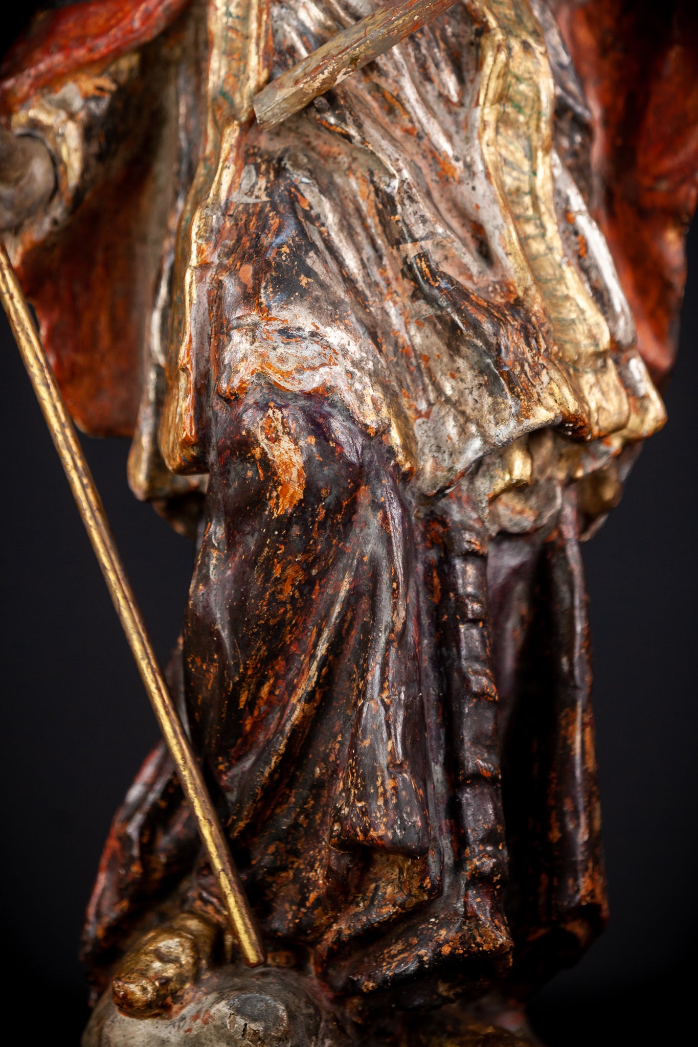 St Francis Xavier Wooden Sculpture | 1700s Antique 18.1” / 46 cm