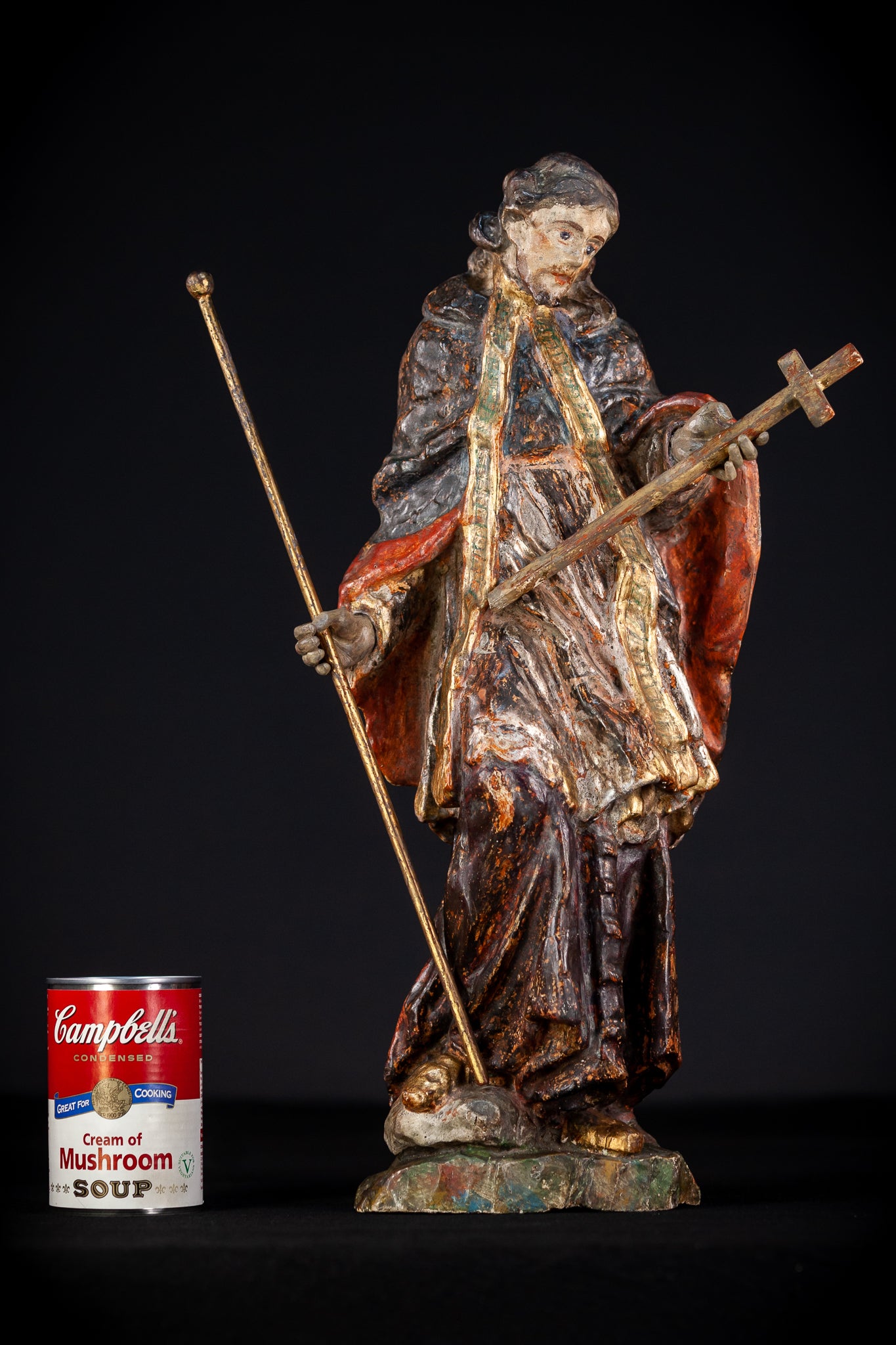 St Francis Xavier Wooden Sculpture | 1700s Antique 18.1” / 46 cm