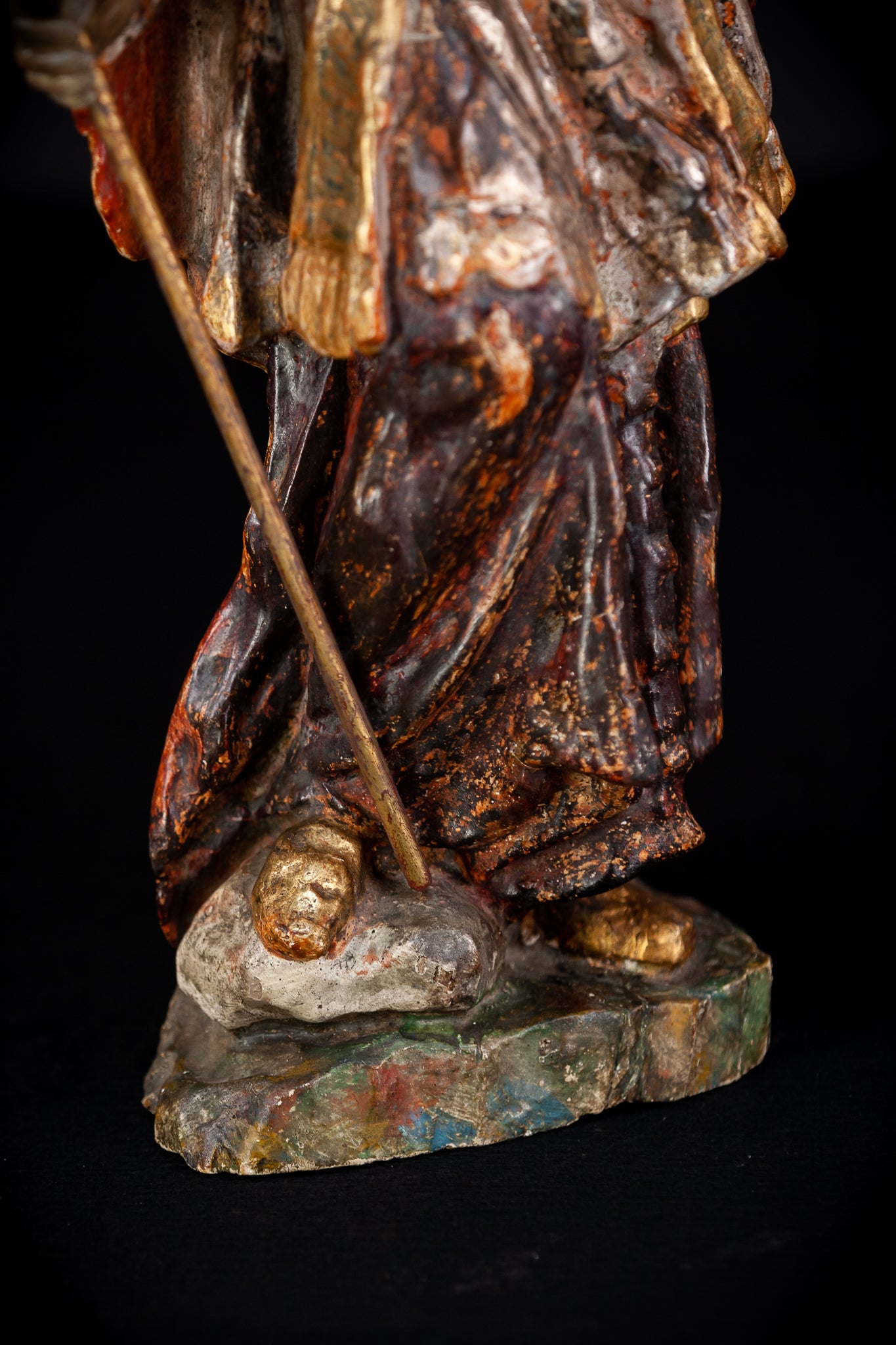 St Francis Xavier Wooden Sculpture | 1700s Antique 18.1” / 46 cm