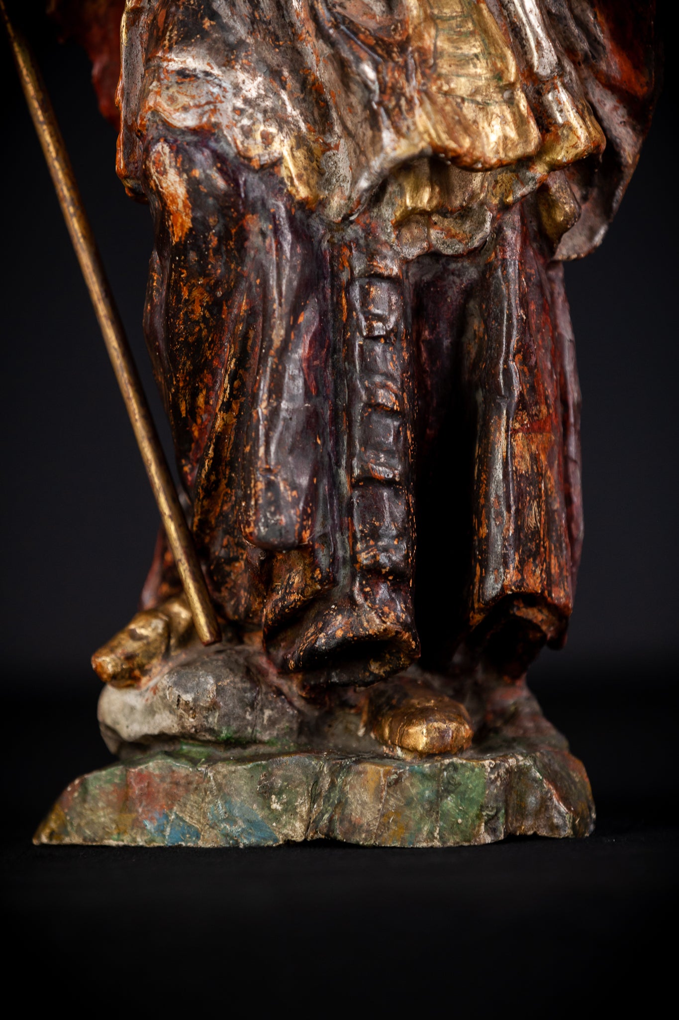 St Francis Xavier Wooden Sculpture | 1700s Antique 18.1” / 46 cm