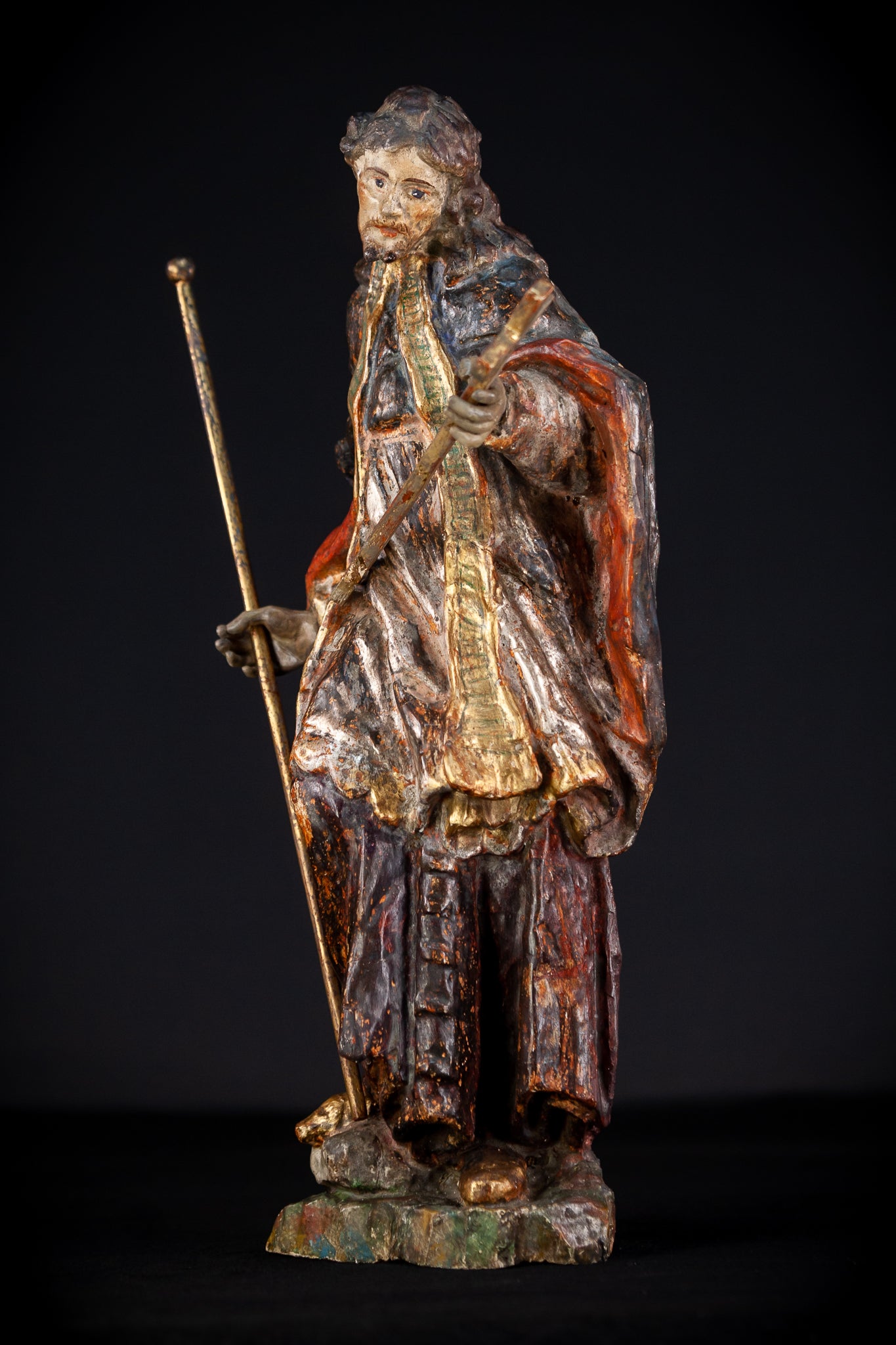 St Francis Xavier Wooden Sculpture | 1700s Antique 18.1” / 46 cm