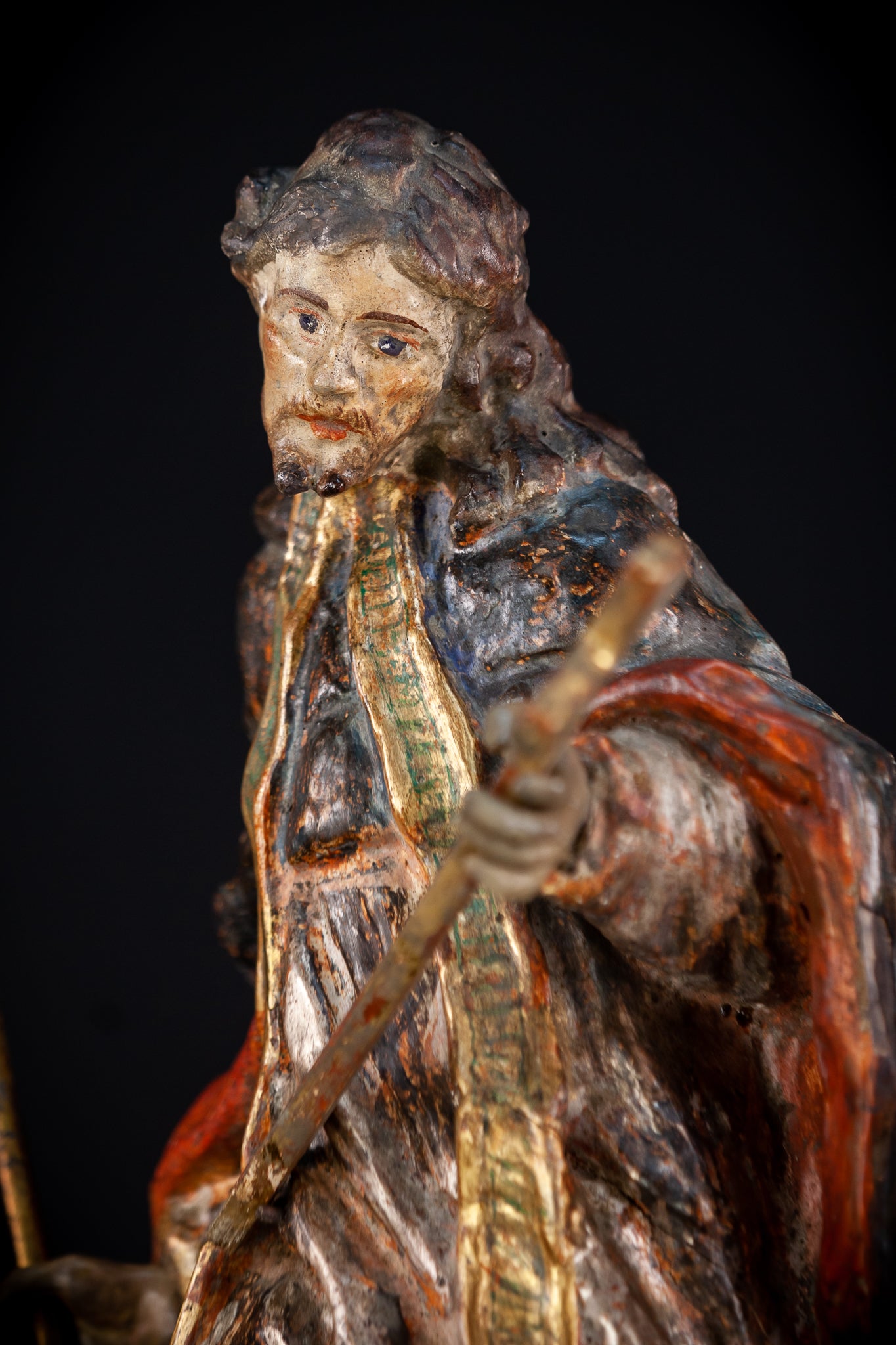 St Francis Xavier Wooden Sculpture | 1700s Antique 18.1” / 46 cm