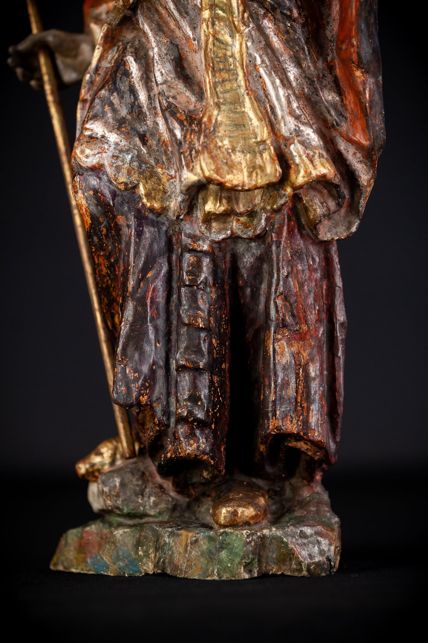 St Francis Xavier Wooden Sculpture | 1700s Antique 18.1” / 46 cm