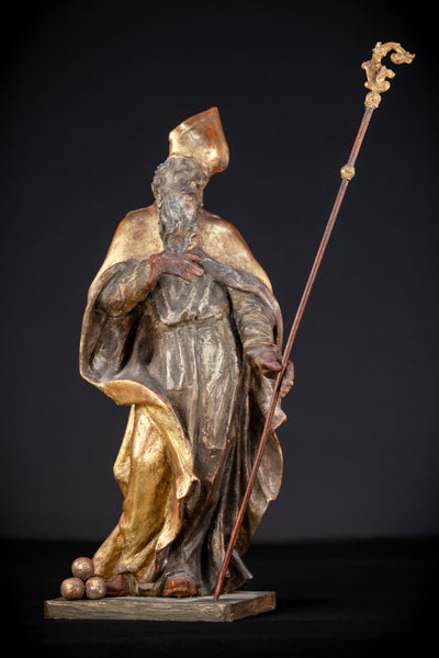 Saint Nicholas of Myra Wooden Sculpture | 18.9”/ 48 cm