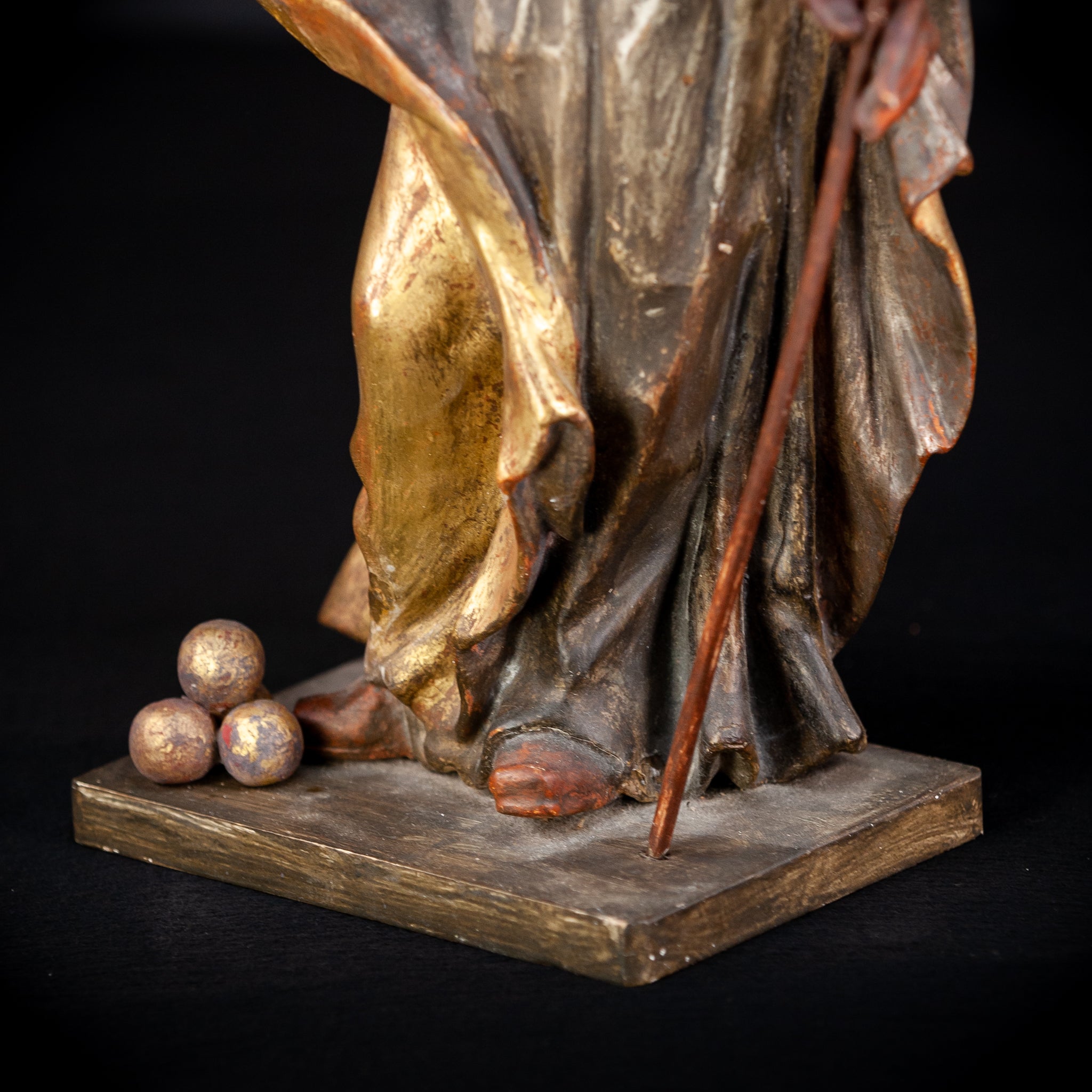 Saint Nicholas of Myra Wooden Sculpture | 1700s Antique 18.9”/ 48 cm