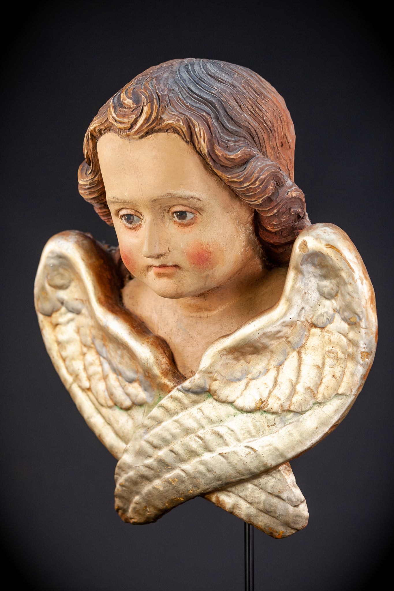 Angel Wood Carving | 1800s Antique | 17.7" / 45 cm
