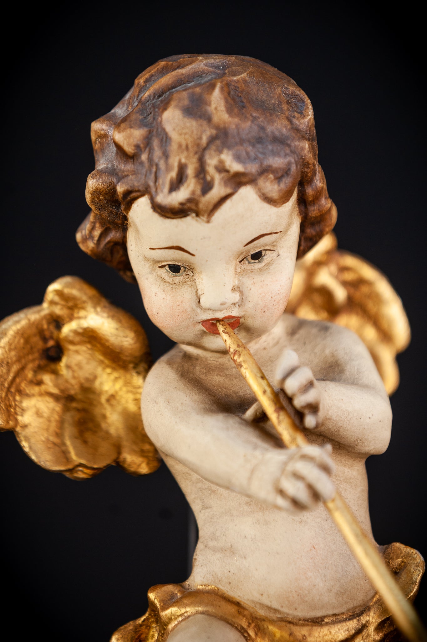 Angel Wood Carving Figure | Mid 1900s Vintage | 11.8" / 30 cm