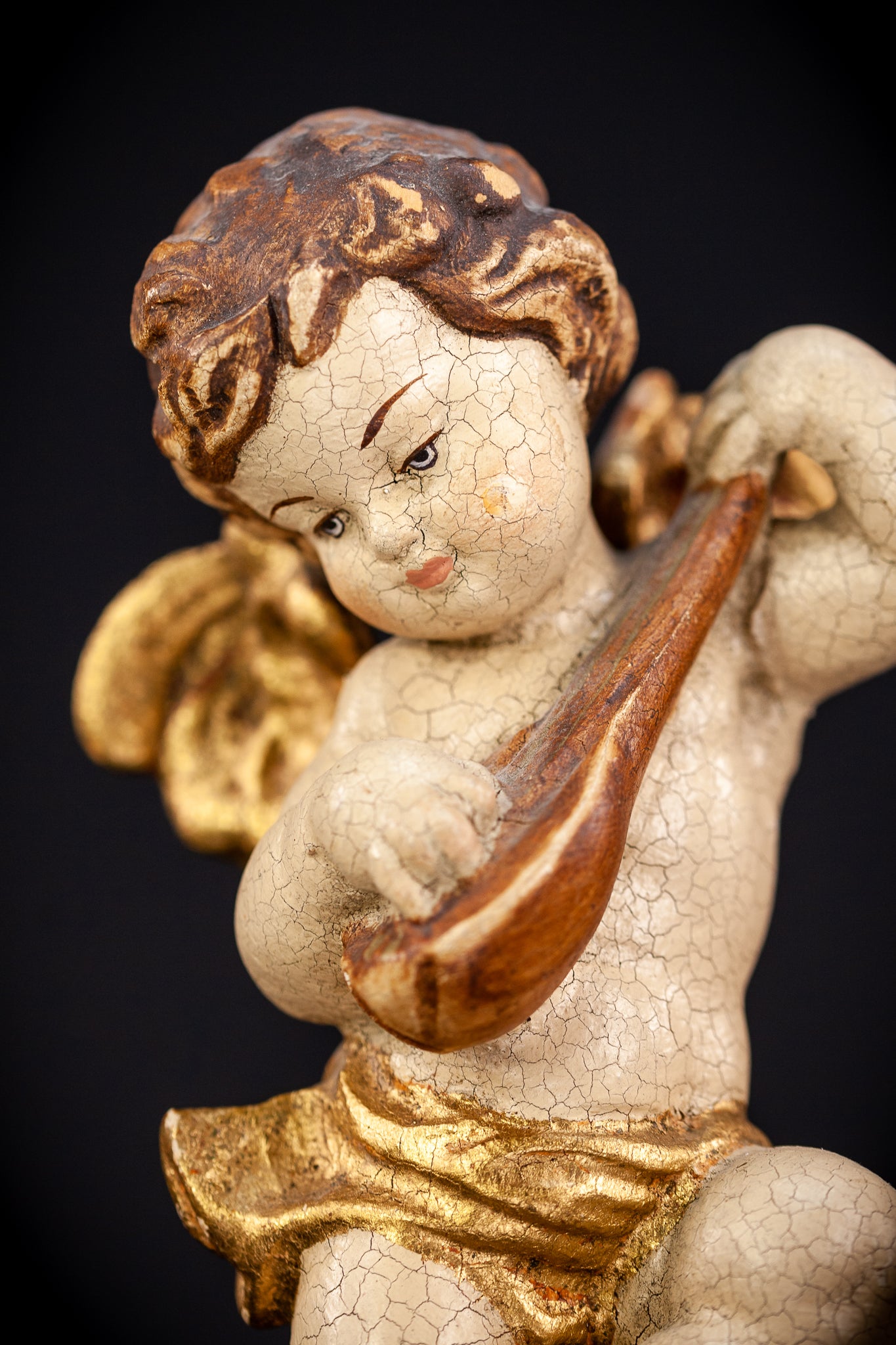 Wood Carving Angel Statue | Vintage 8.1" / 20.5 cm