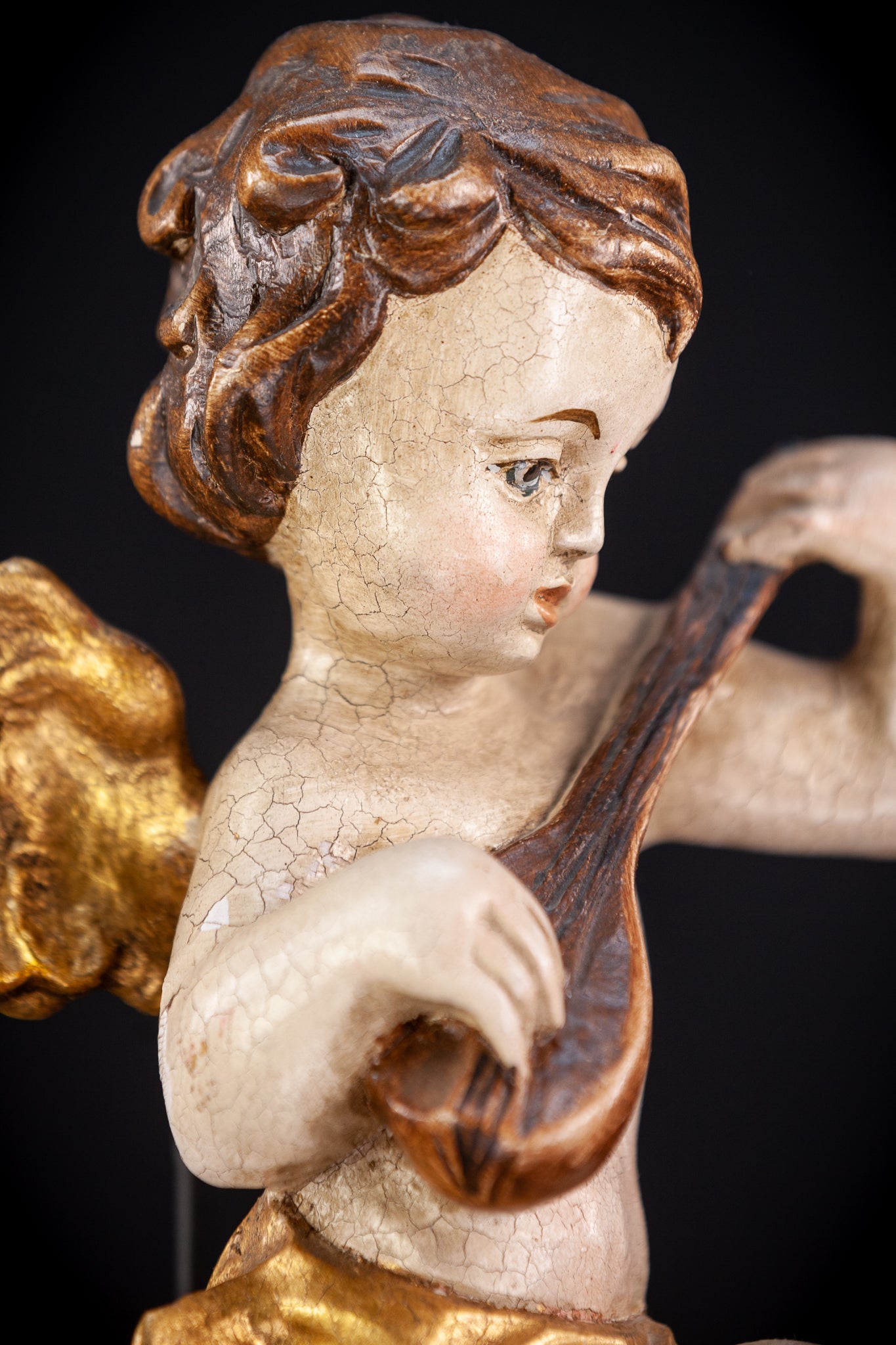 Wood Carving Angel Statue | Vintage 11.8" / 30 cm